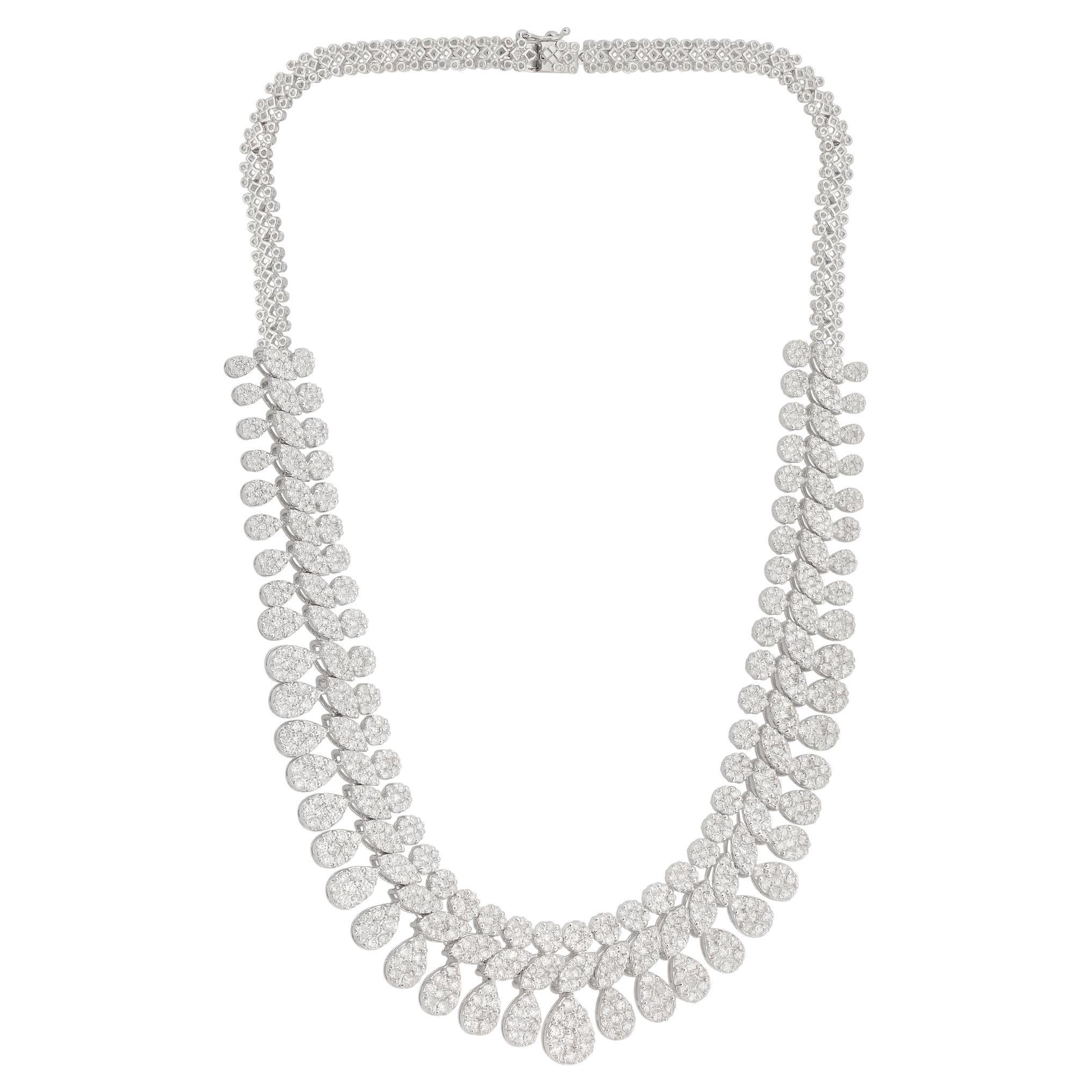 20.6 Carat SI Clarity HI Color Diamond Choker Necklace 14k White Gold Jewelry