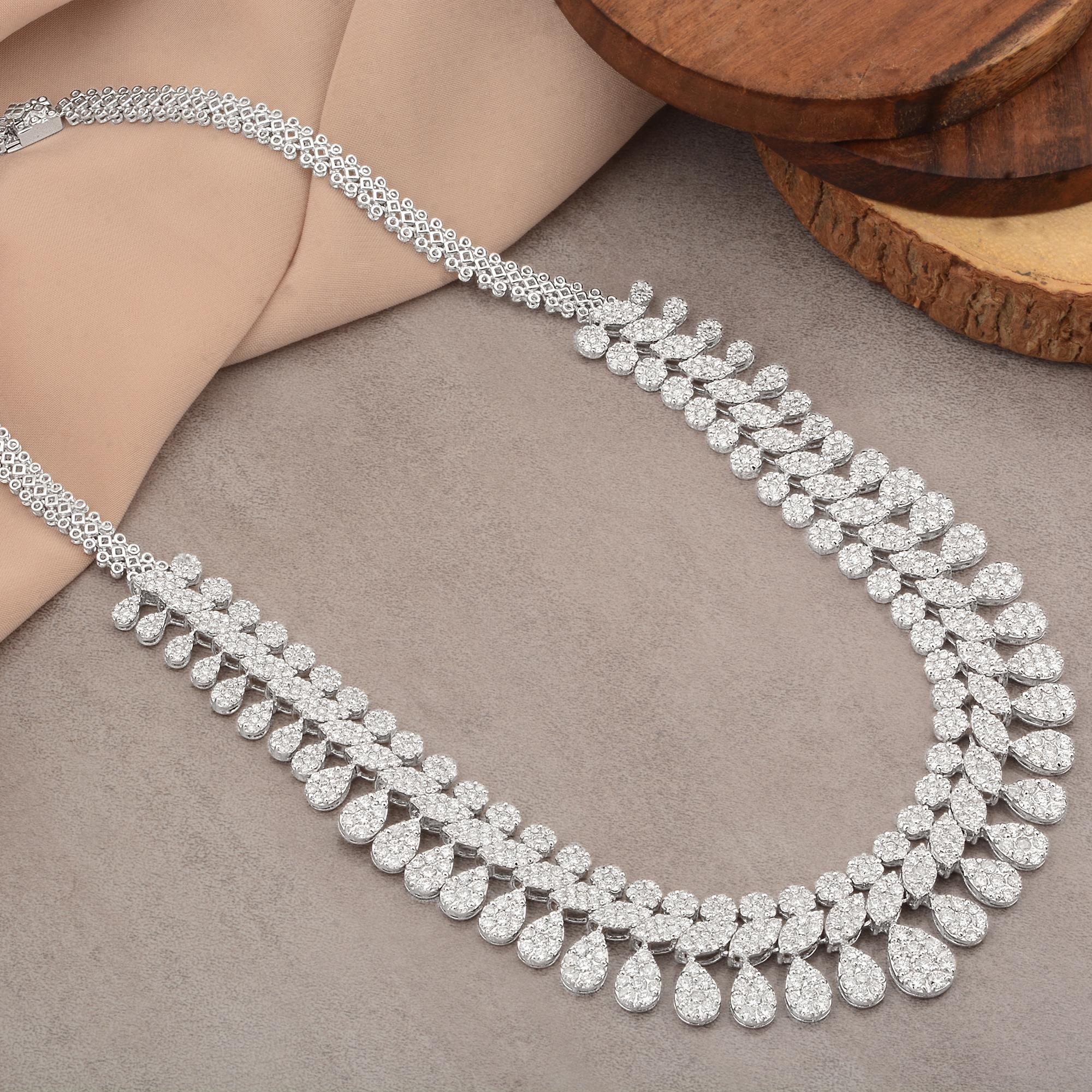 Moderne 20.6 Carat SI Clarity HI Color Diamond Choker Necklace 18k White Gold Jewelry en vente