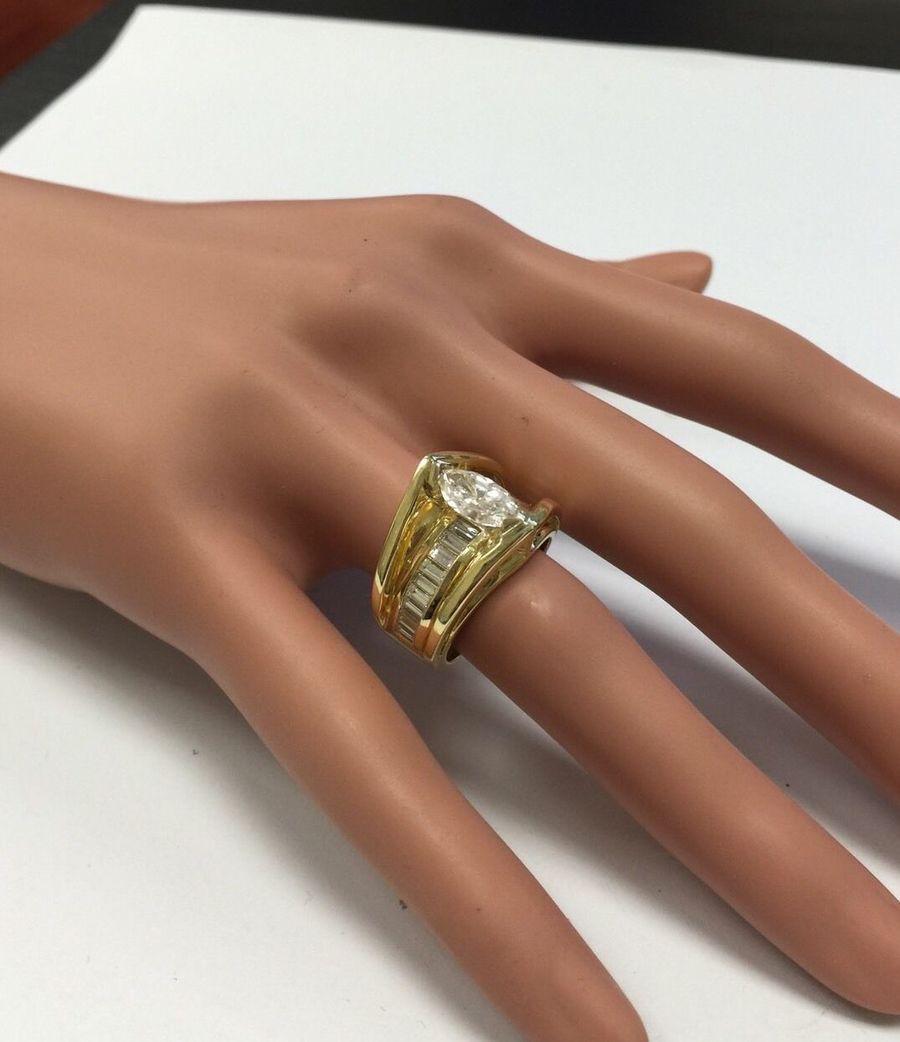 2.06 Carat Natural Diamond 18 Karat Solid Yellow Gold Engagement Ring For Sale 5