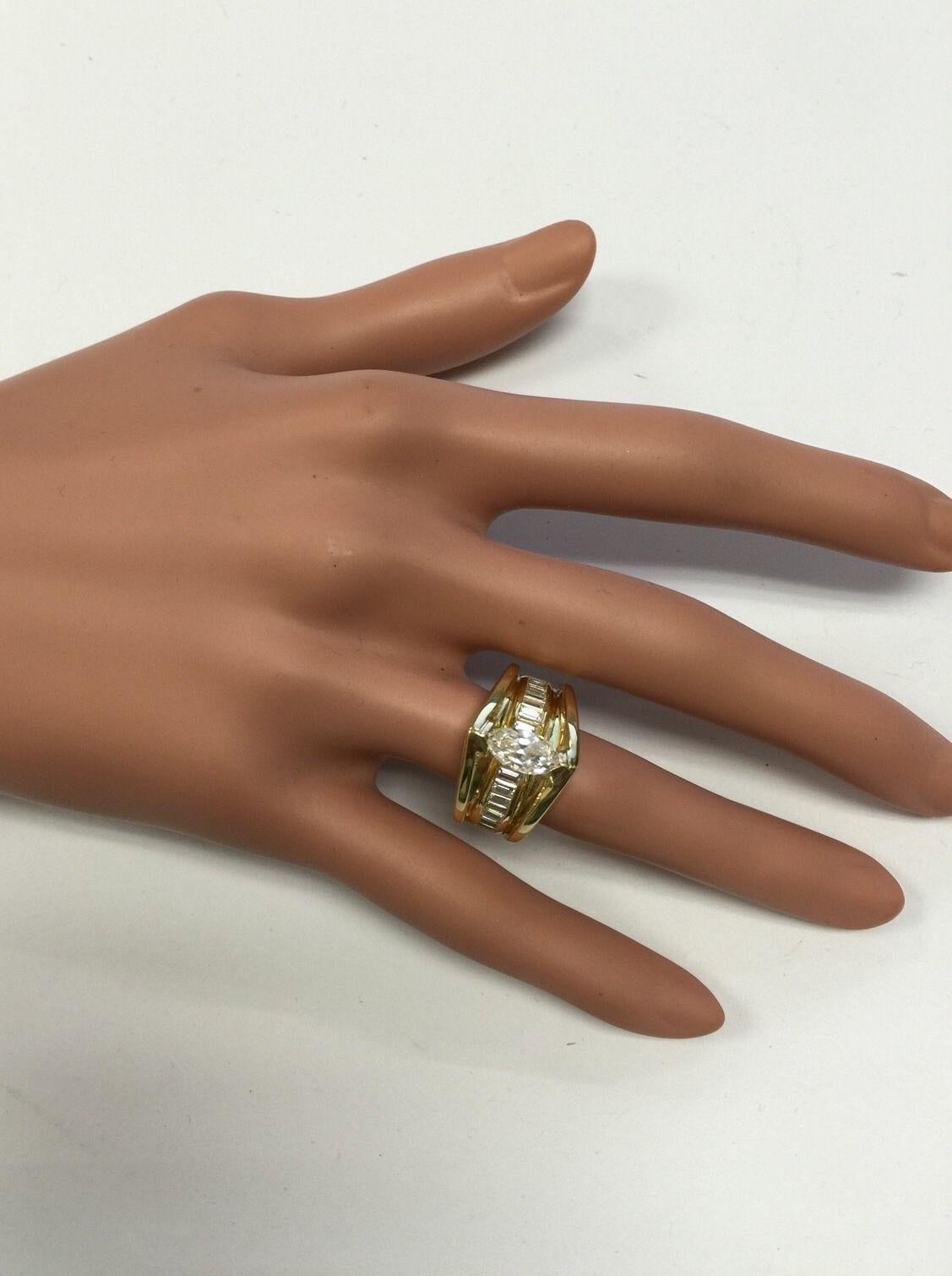 2.06 Carat Natural Diamond 18 Karat Solid Yellow Gold Engagement Ring For Sale 6