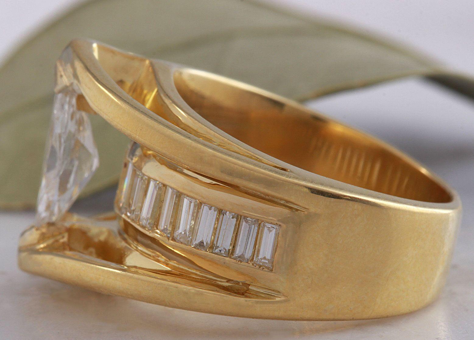 Mixed Cut 2.06 Carat Natural Diamond 18 Karat Solid Yellow Gold Engagement Ring For Sale