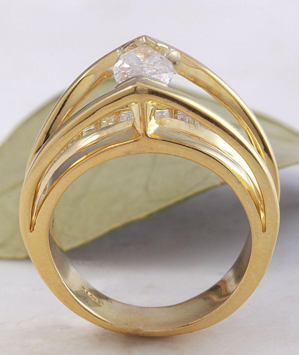 Women's 2.06 Carat Natural Diamond 18 Karat Solid Yellow Gold Engagement Ring For Sale