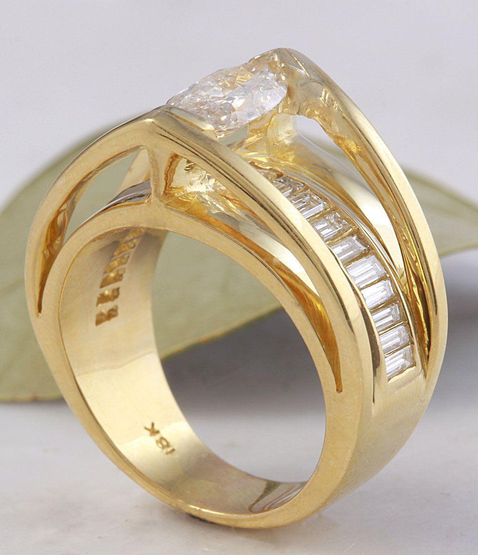 2.06 Carat Natural Diamond 18 Karat Solid Yellow Gold Engagement Ring For Sale 1