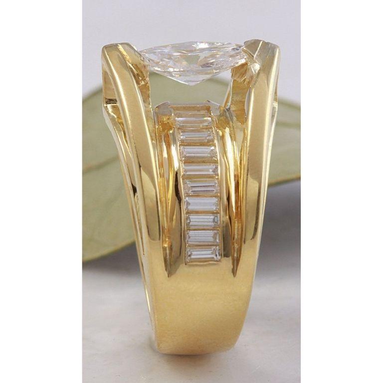 2.06 Carat Natural Diamond 18 Karat Solid Yellow Gold Engagement Ring For Sale 2