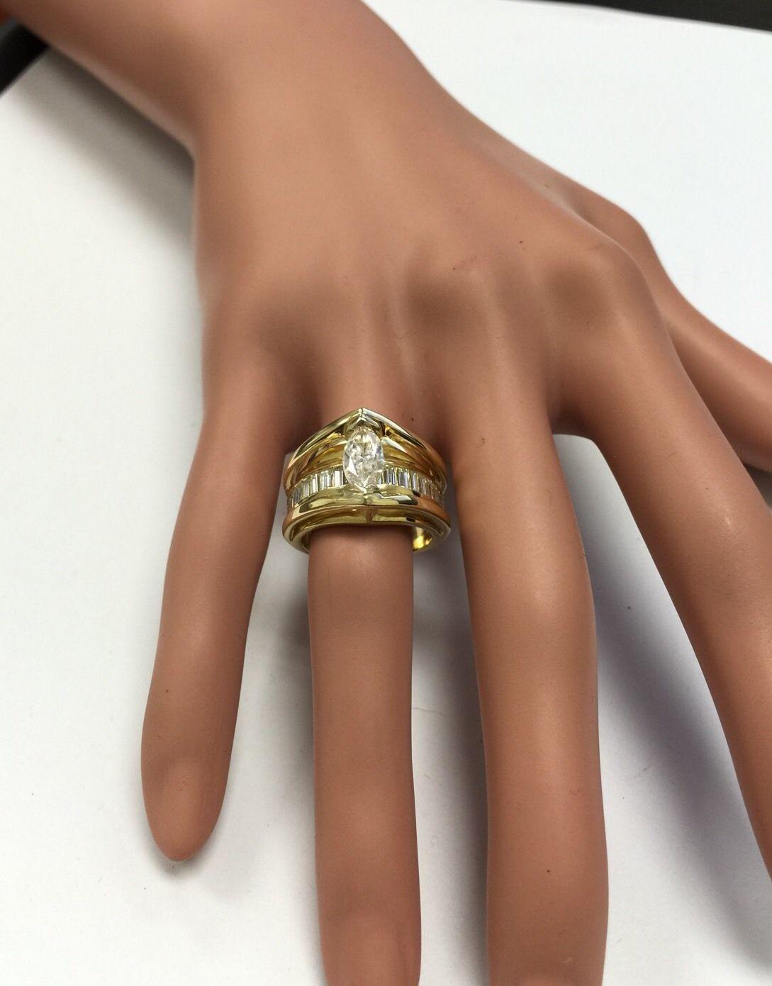 2.06 Carat Natural Diamond 18 Karat Solid Yellow Gold Engagement Ring For Sale 4