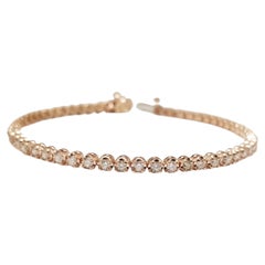 2.05 Carats Natural Diamond Buttercup Set Tennis Bracelet 14 Karat Rose Gold