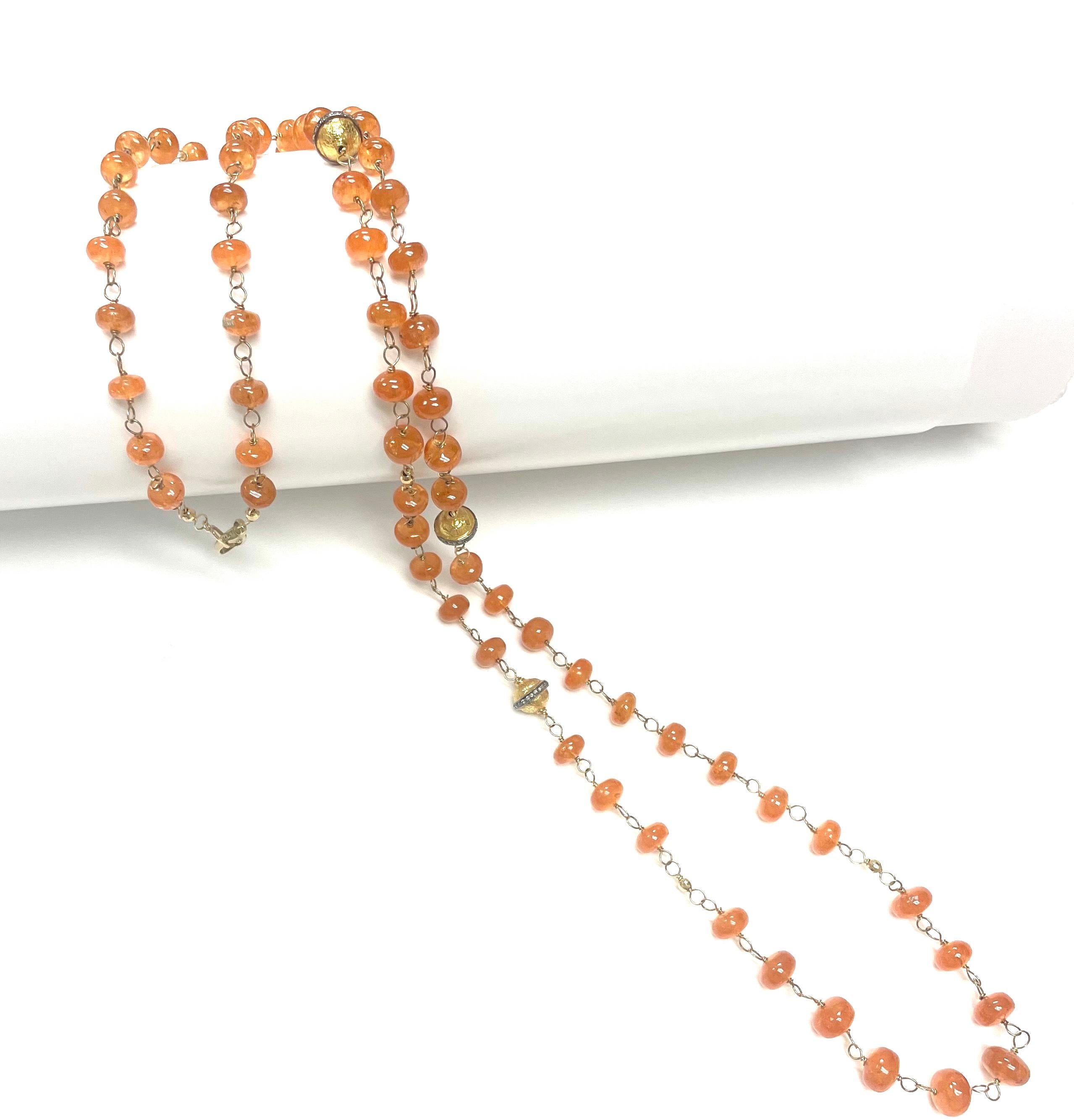 206 Carati Collana di spessartite arancione con accenti di diamanti In condizioni Nuovo in vendita a Laguna Beach, CA