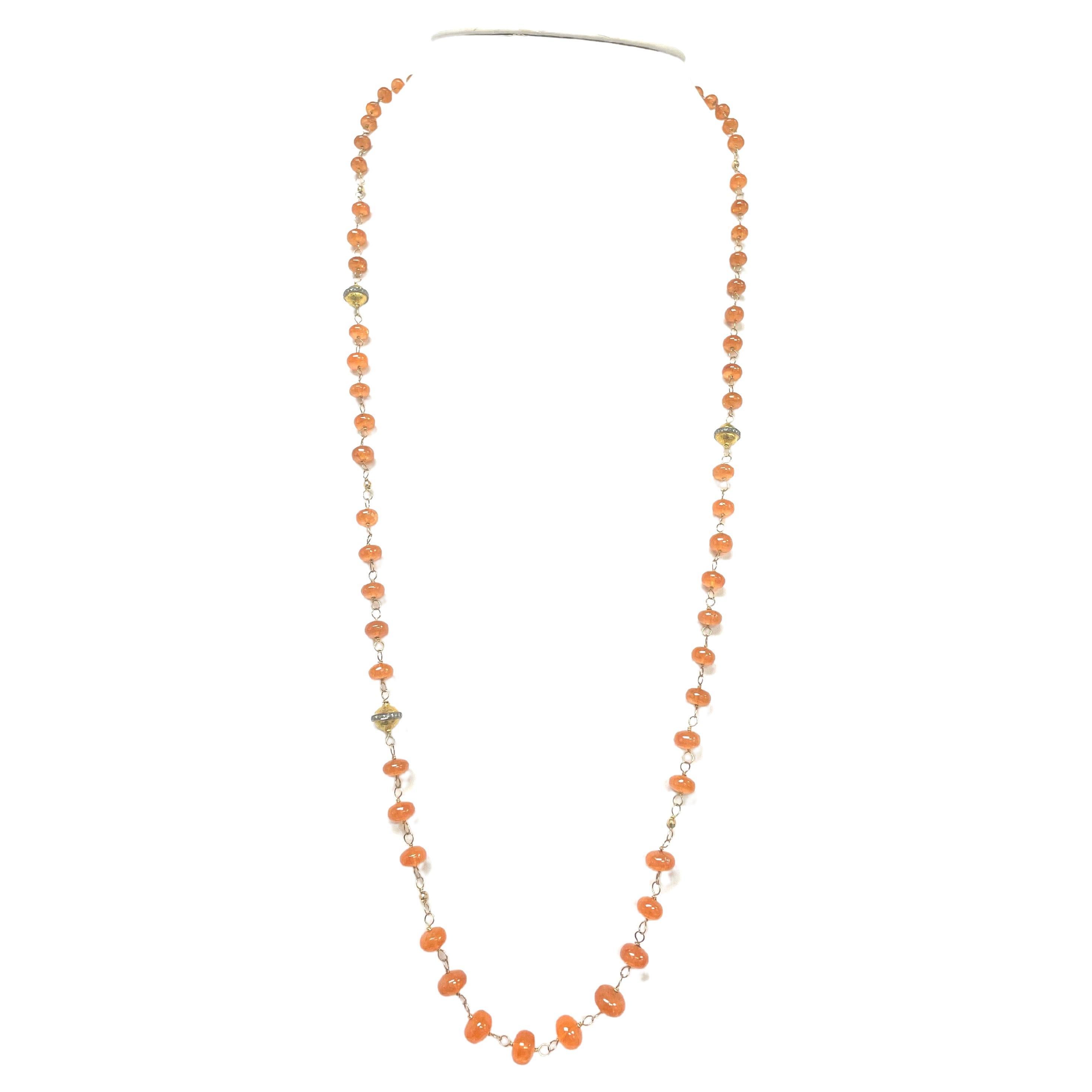 206 Carati Collana di spessartite arancione con accenti di diamanti In condizioni Nuovo in vendita a Laguna Beach, CA
