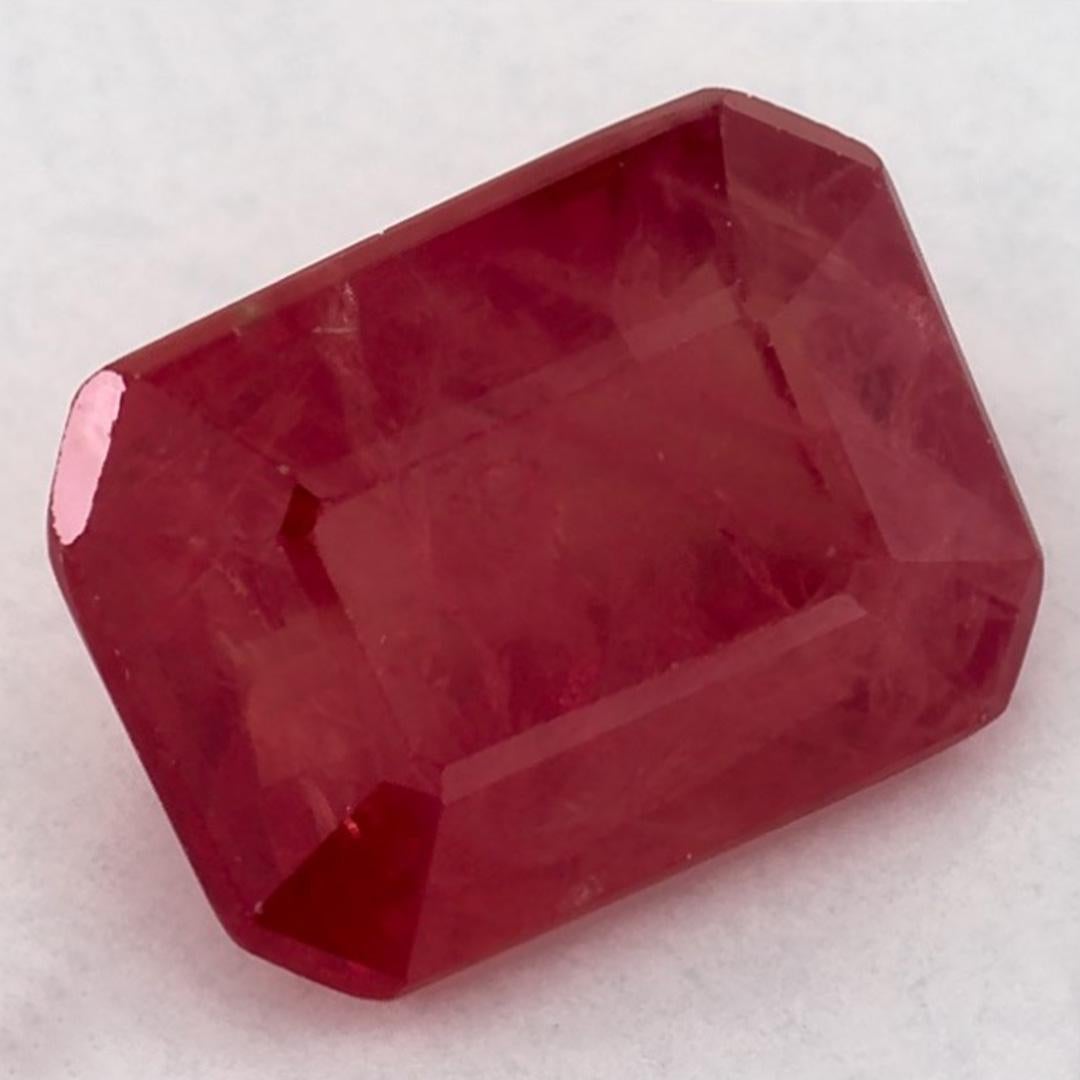 2.06 Ct Ruby Octagon Cut Loose Gemstone In New Condition For Sale In Fort Lee, NJ