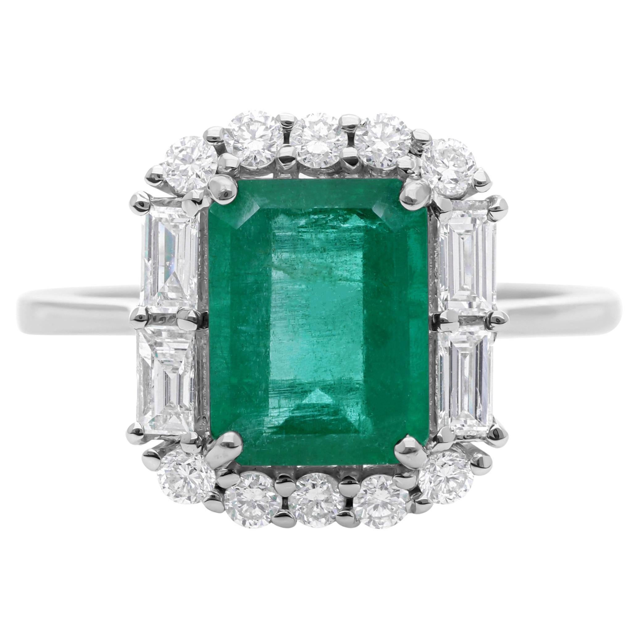 2,06 Ct sambischen Smaragd Diamant Halo 18k Weißgold Geburtsstein Ehering