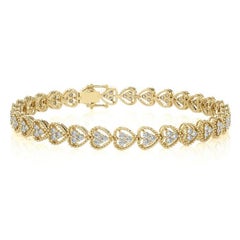 2.06 CTW Round Diamonds 14K Yellow Gold Moonlight Collection Heart Bracelets