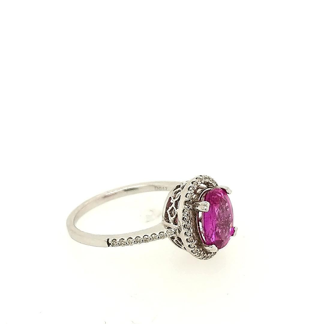 Contemporary 2.06 Pink Sapphire and Diamond Cocktail Ring