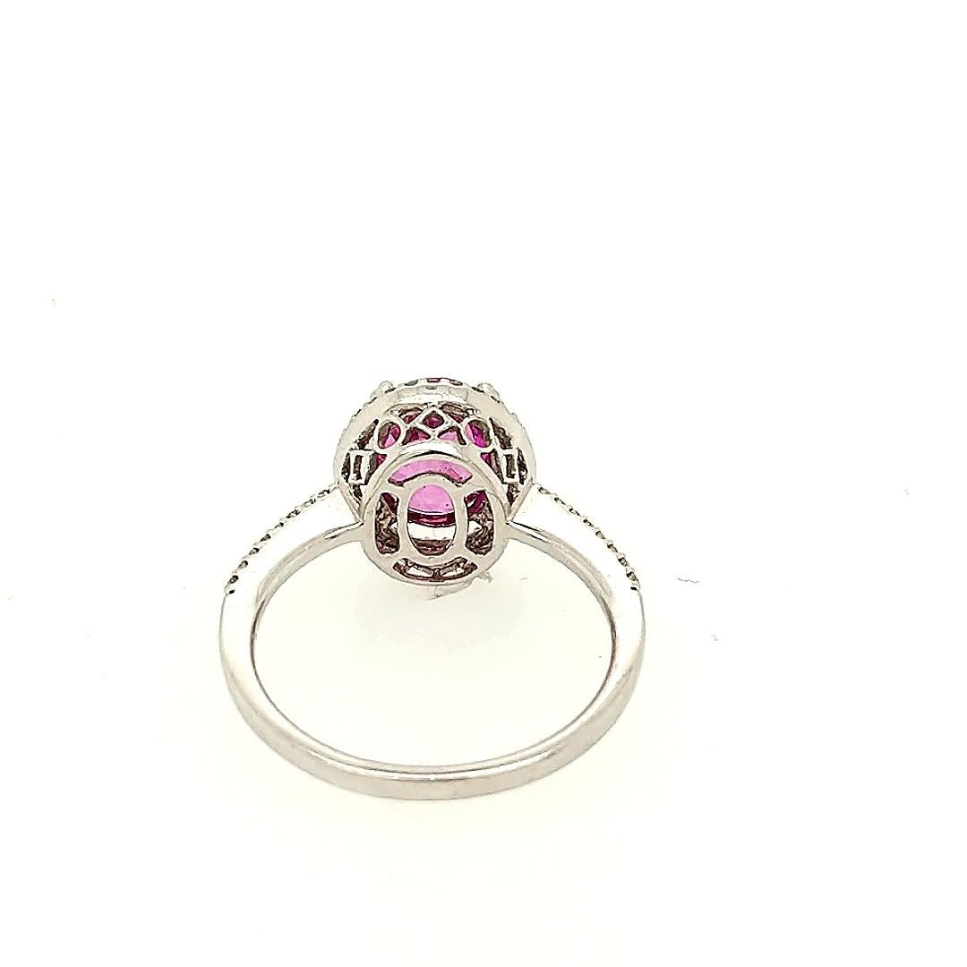 Oval Cut 2.06 Pink Sapphire and Diamond Cocktail Ring