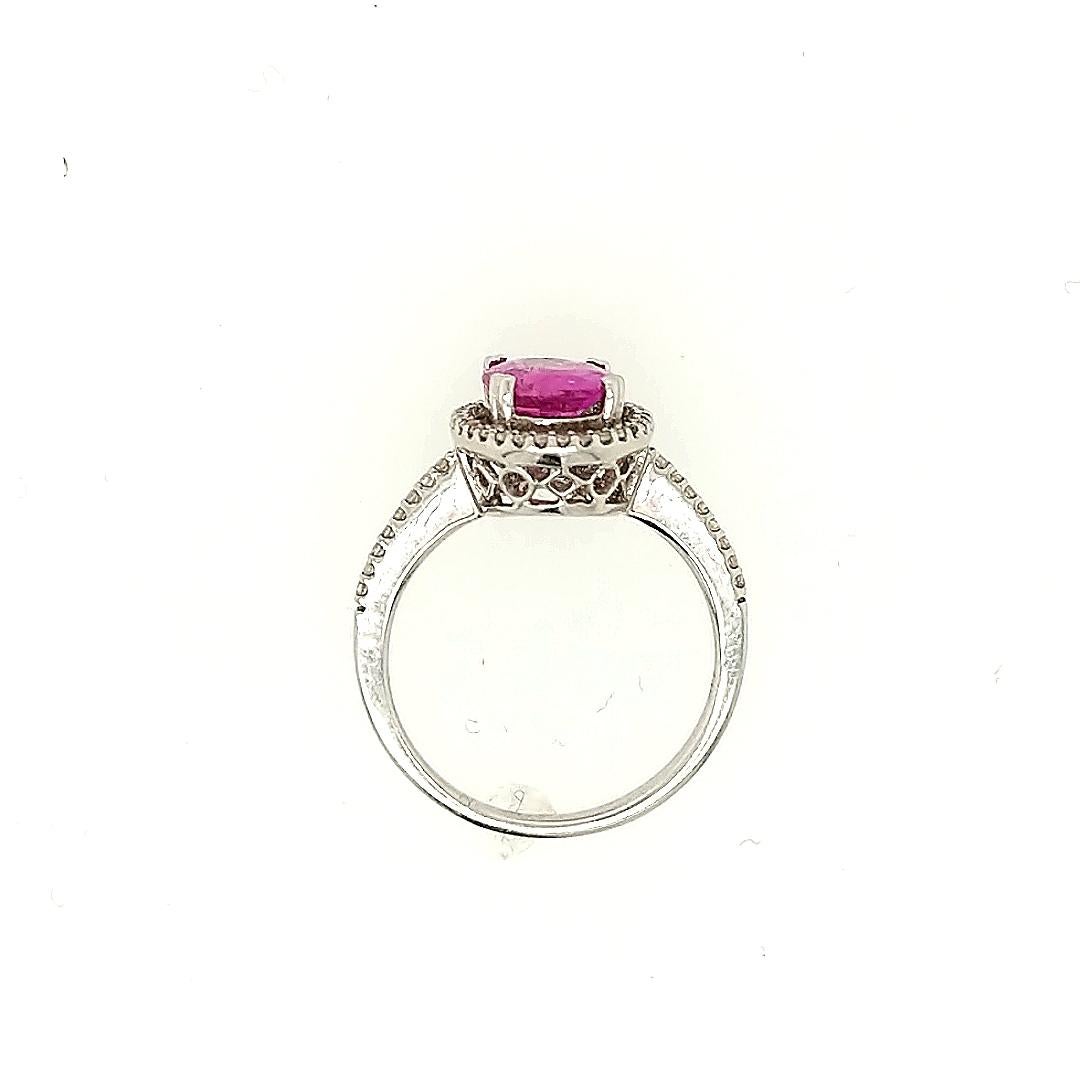 2.06 Pink Sapphire and Diamond Cocktail Ring In New Condition In Greenville, DE