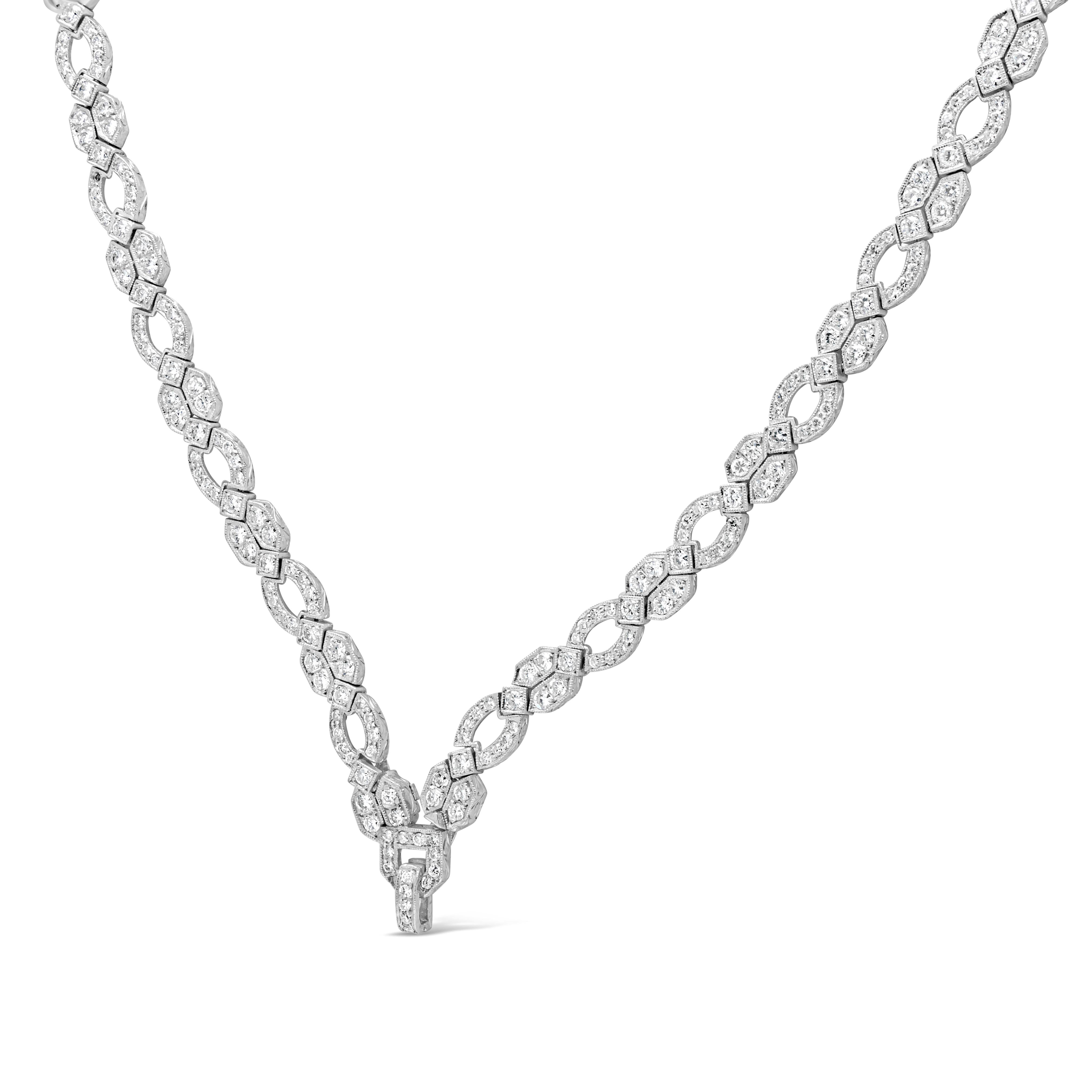 Art Deco 20.60 Carats Total Round Diamond Antique-Style Collapsible Necklace For Sale