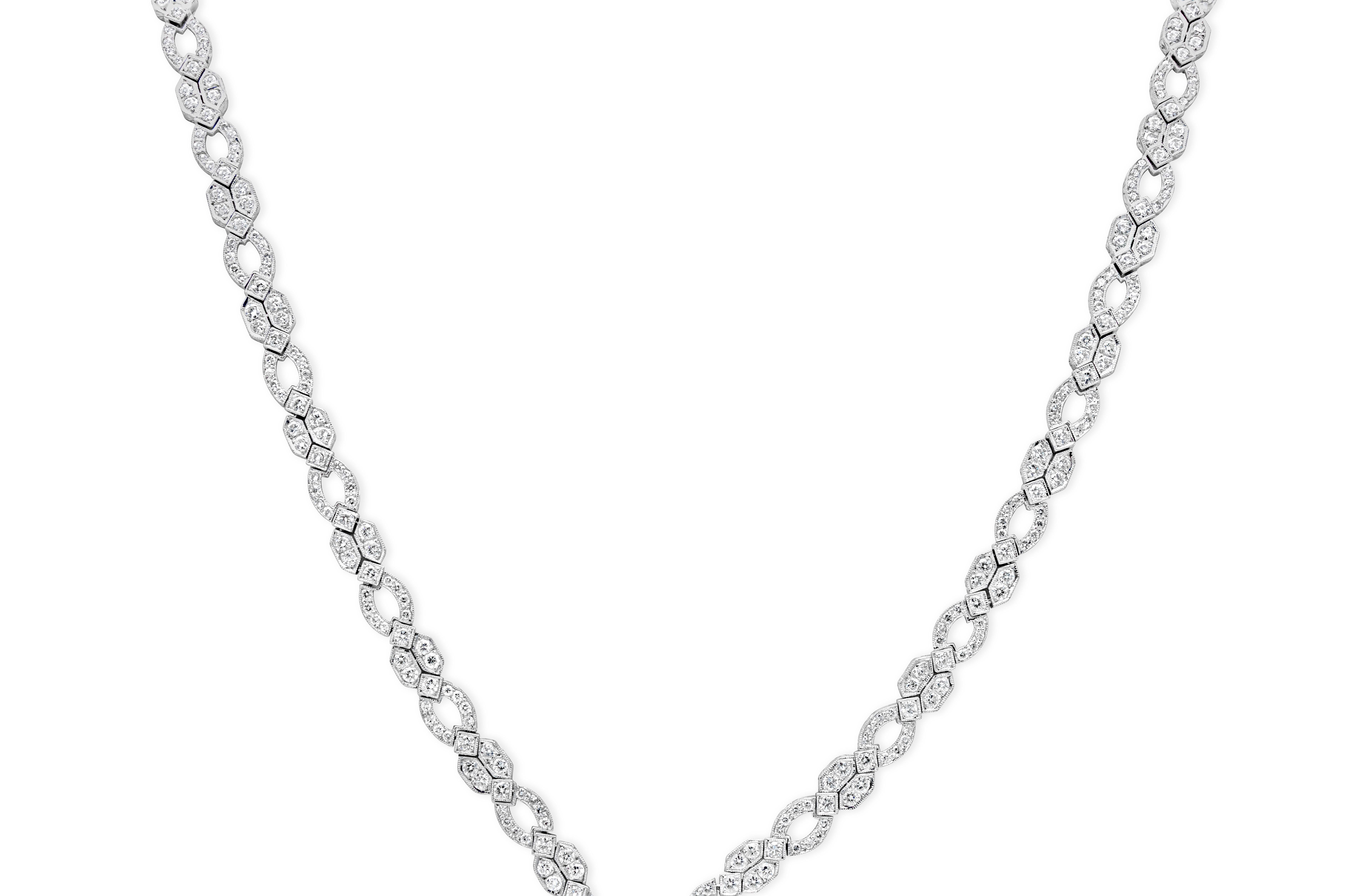 Round Cut 20.60 Carats Total Round Diamond Antique-Style Collapsible Necklace For Sale
