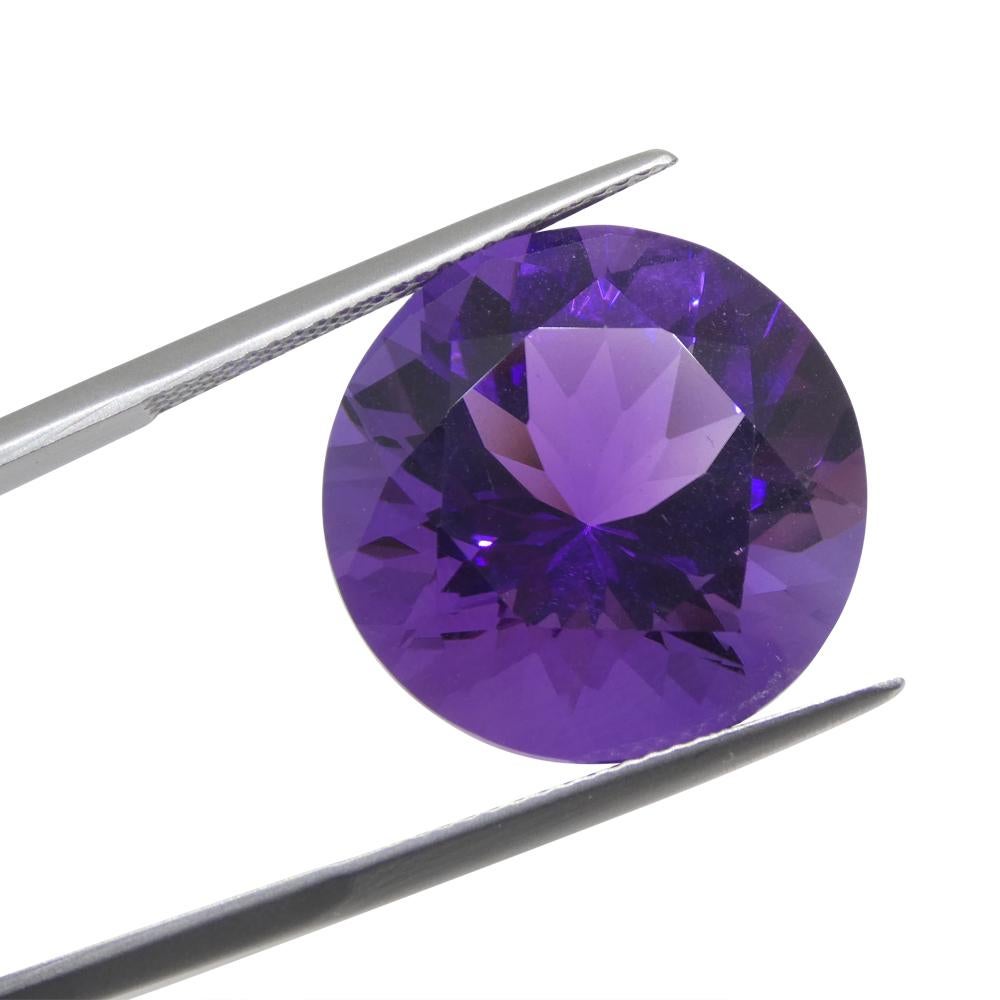 Brilliant Cut 20.62ct Round Purple Amethyst from Uruguay For Sale