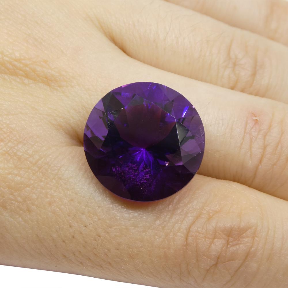 Round Cut 20.62 Carat Round Purple Amethyst from Uruguay For Sale
