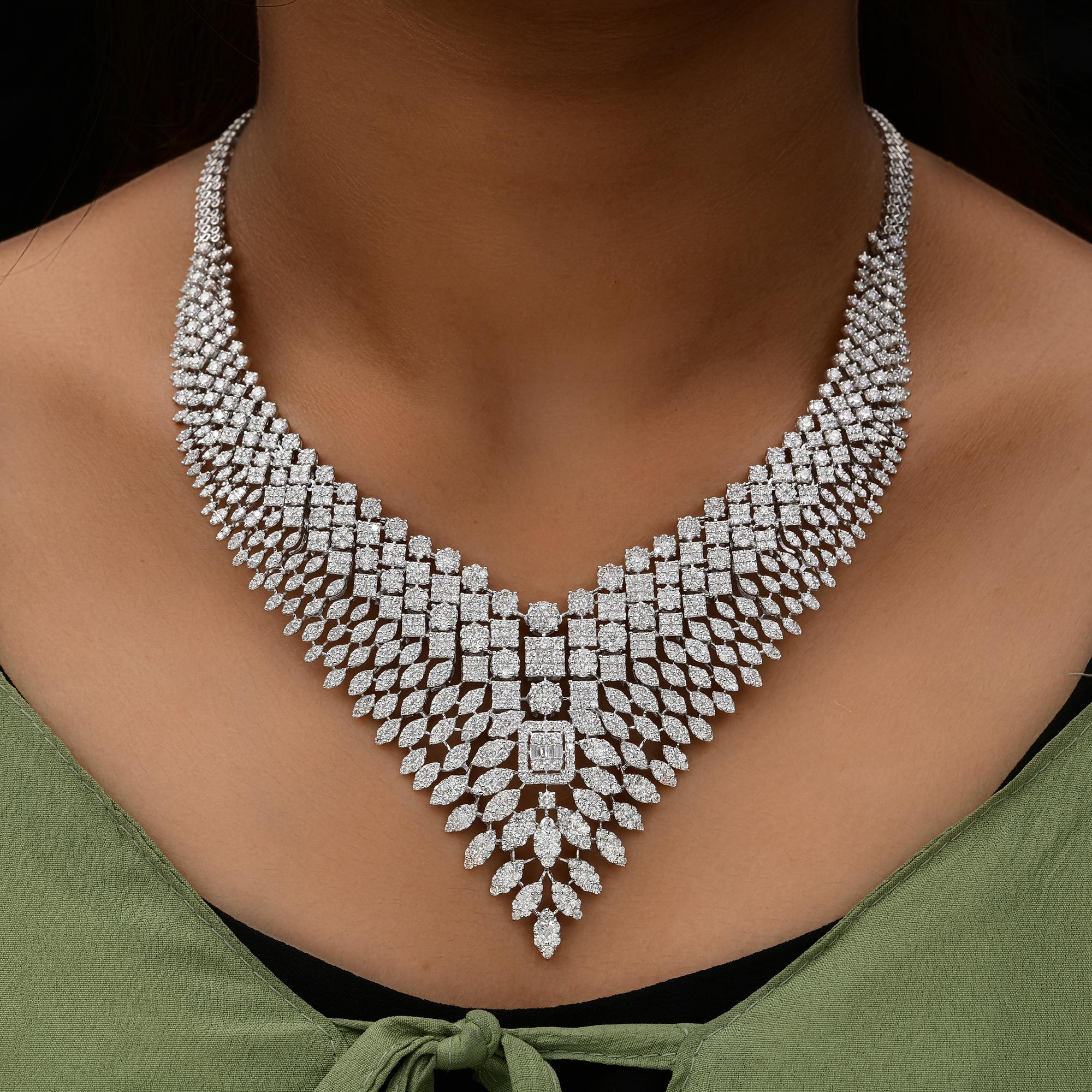 20.63 Carat SI/H Round Brilliant Cut Diamond Choker Necklace 18 Karat White Gold In New Condition For Sale In Diera, Dubai