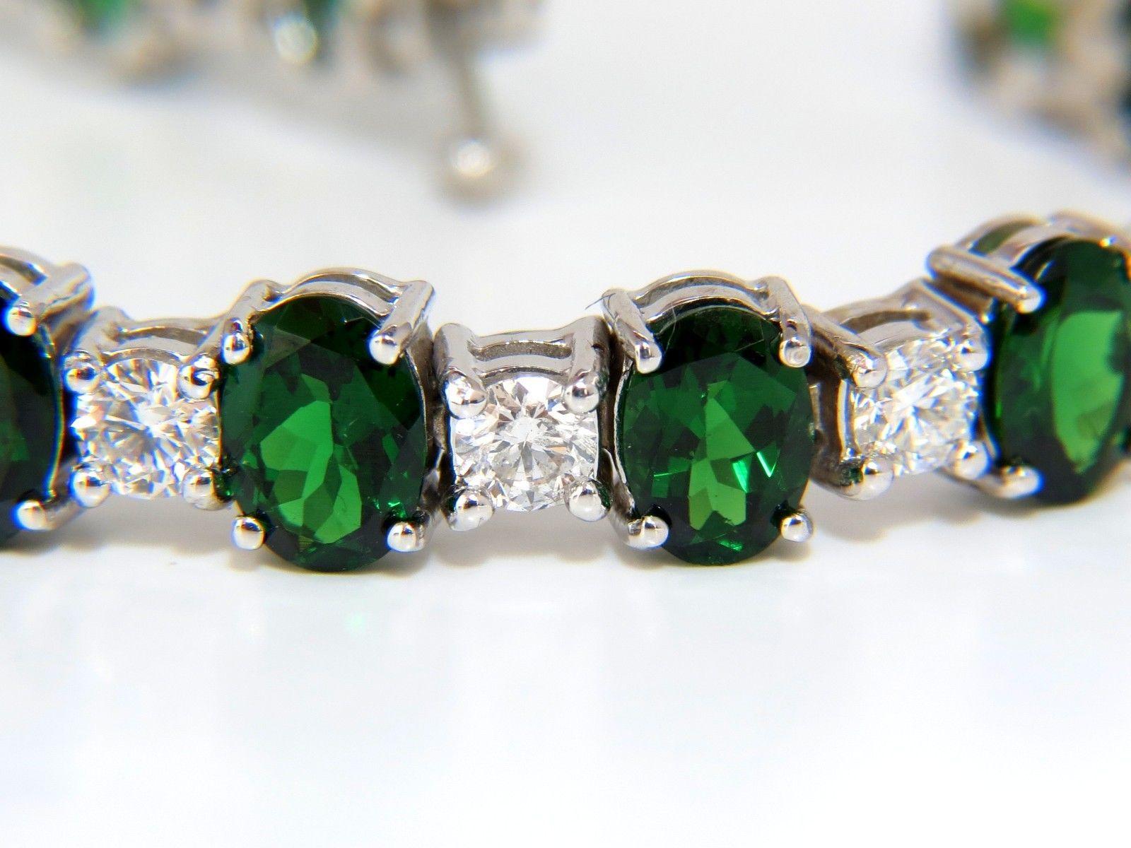 20.68 Carat Natural Tsavorite Diamonds Bracelet 14 Karat Vivid Greens Tennis 4