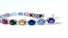 20.68Ct Sapphire Tanzanite Aquamarine Tourmaline Spinel Emerald Zircon Bracelet*