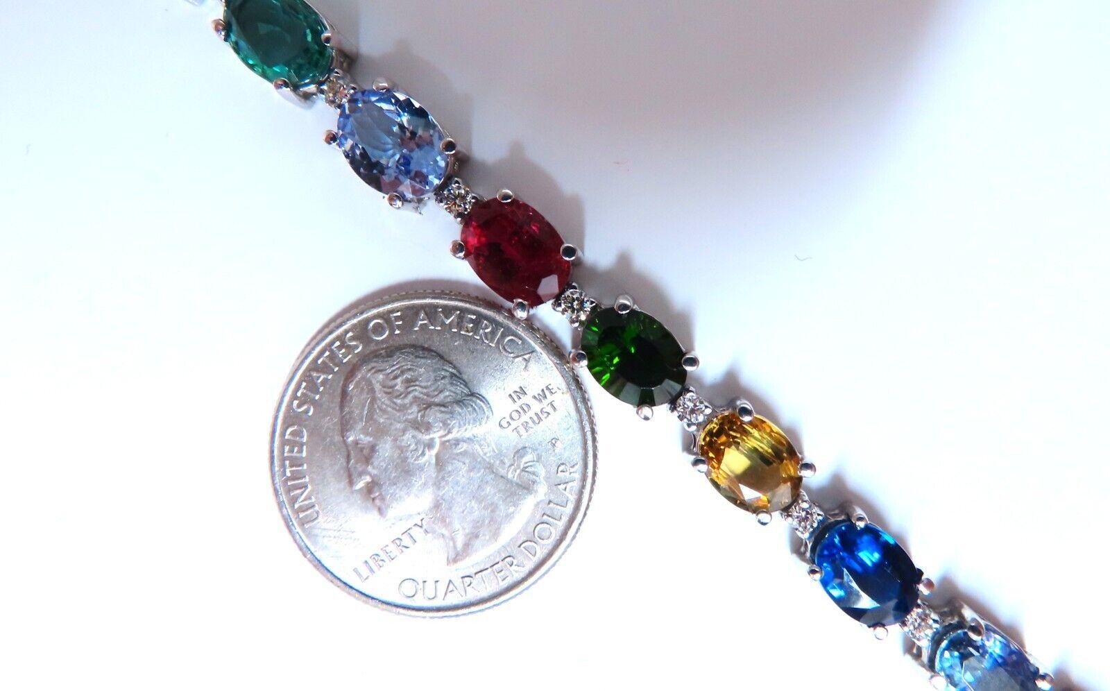 Oval Cut 20.68 Ct Sapphire Tanzanite Aquamarine Tourmaline Spinel Emerald Zircon Bracelet For Sale