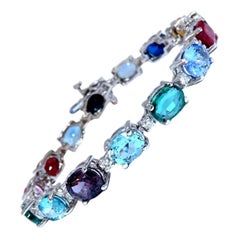 20.68Ct Sapphire Tanzanite Aquamarine Tourmaline Spinel Emerald Zircon Bracelet*