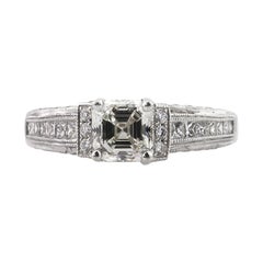 Anillo de compromiso de diamantes talla Asscher de 2.06 ct