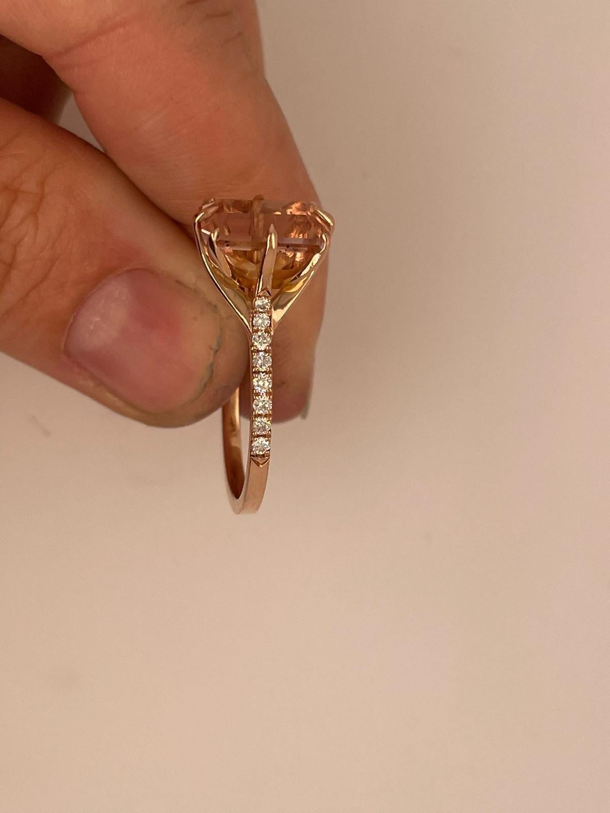 En vente :  Bague en or rose 18ct ornée d'une tourmaline rose et d'un diamant de 2,06ct  4