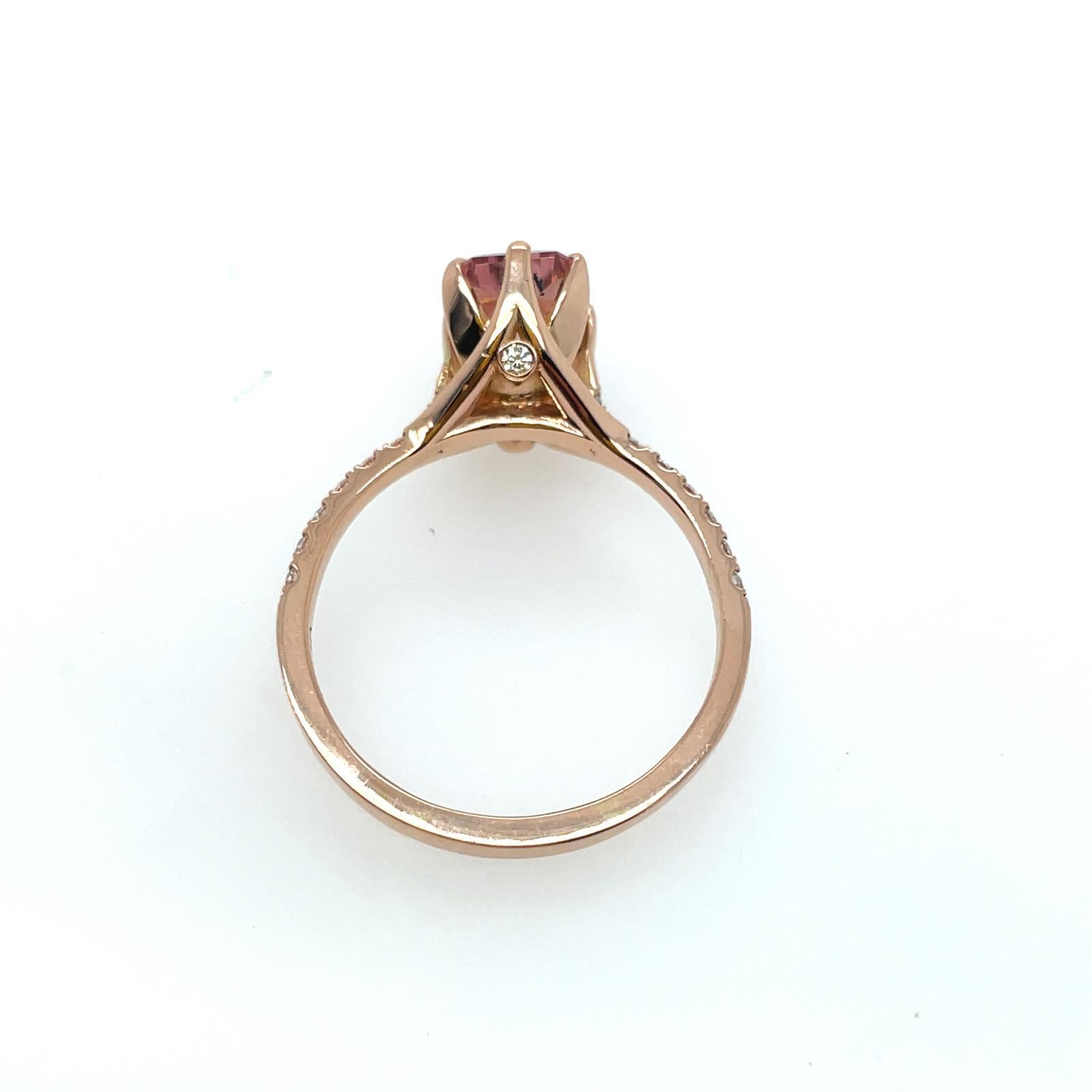 For Sale:  2.06ct Blush pink tourmaline and diamond ring in 18ct rose gold  5