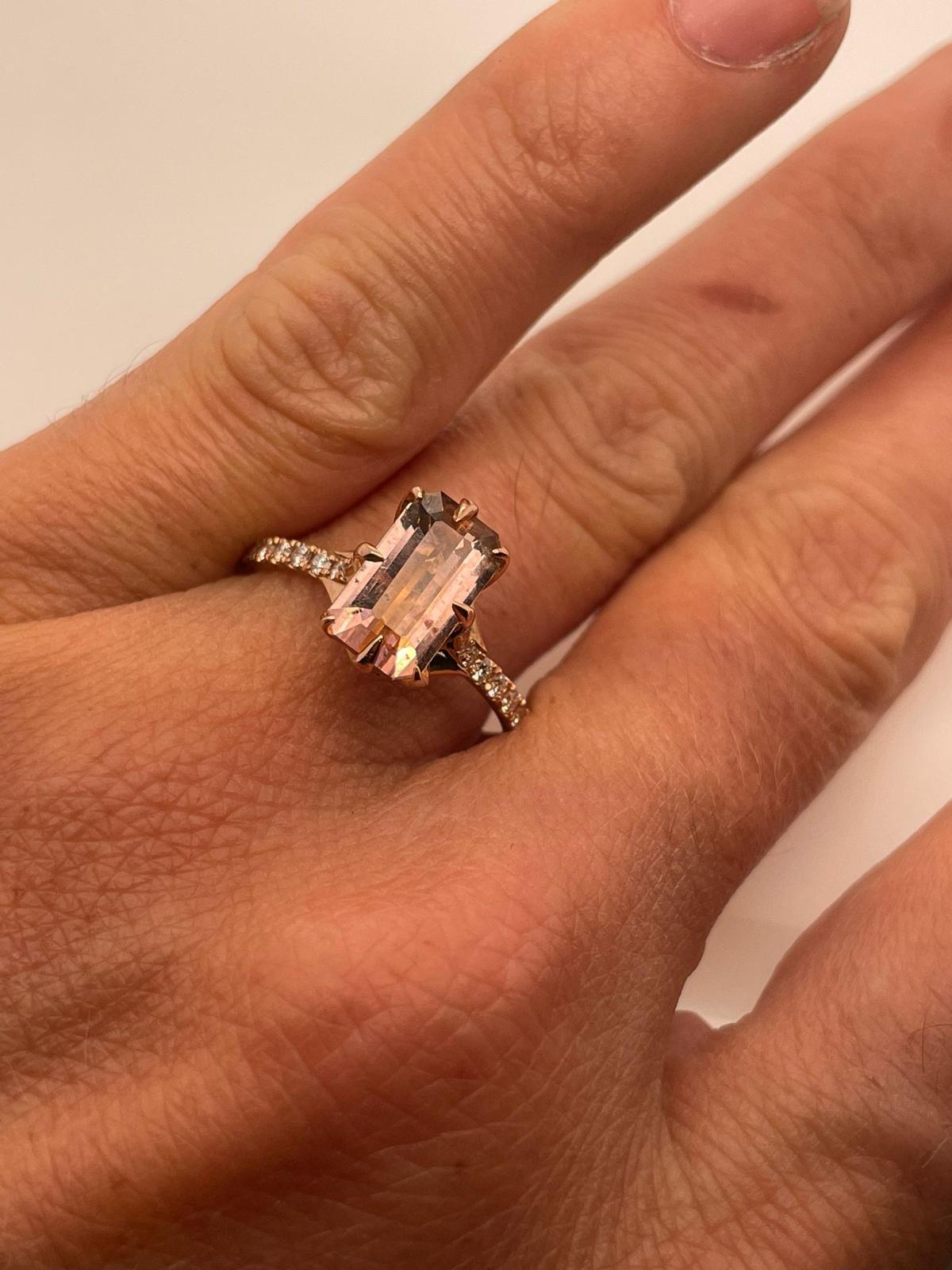 For Sale:  2.06ct Blush pink tourmaline and diamond ring in 18ct rose gold  7
