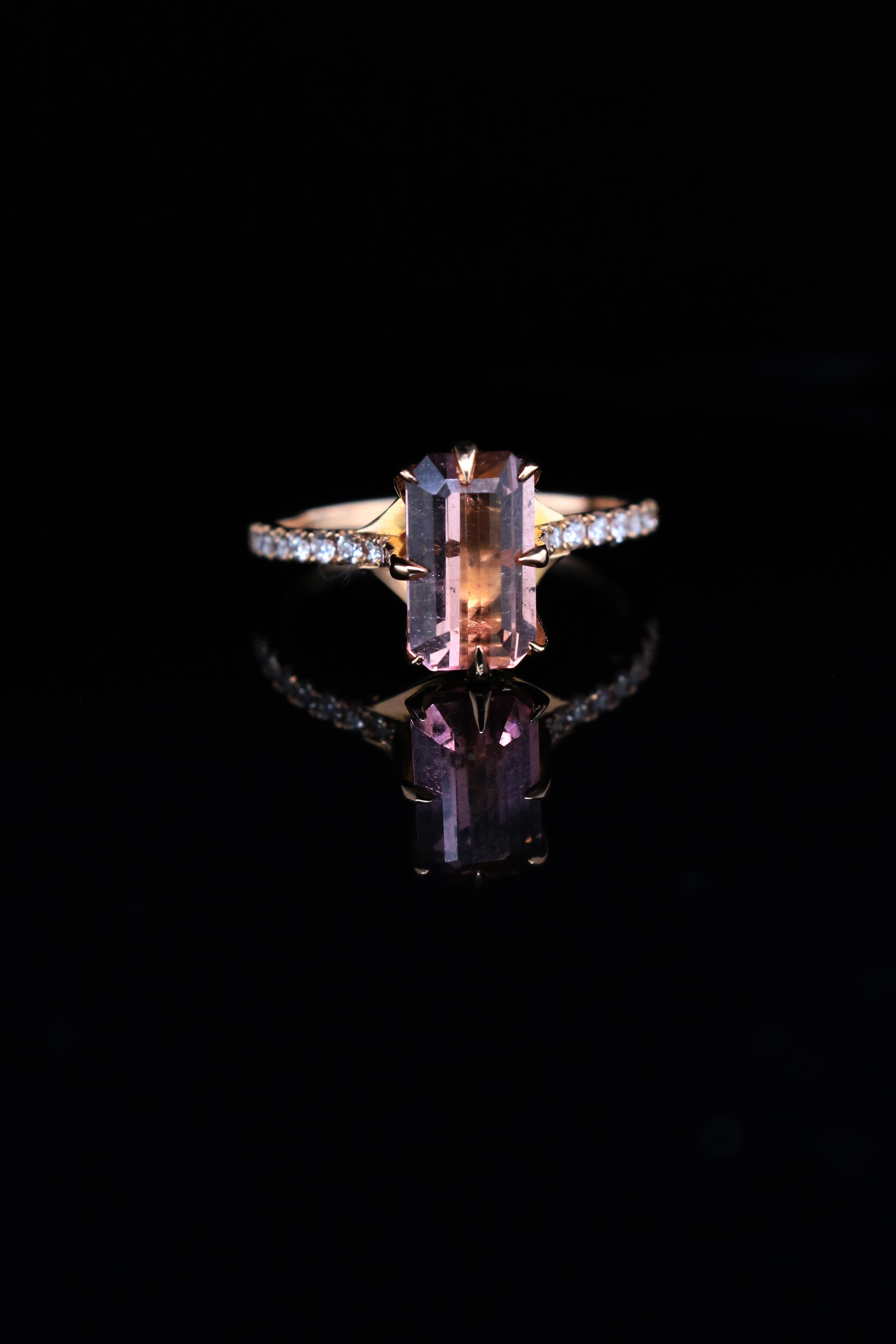 For Sale:  2.06ct Blush Pink Tourmaline and Diamond Ring in 18ct Rose Gold 7