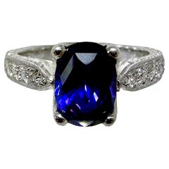 2.06ct Color Change Bluish Violet Sapphire set in White Gold & Diamond Mounting