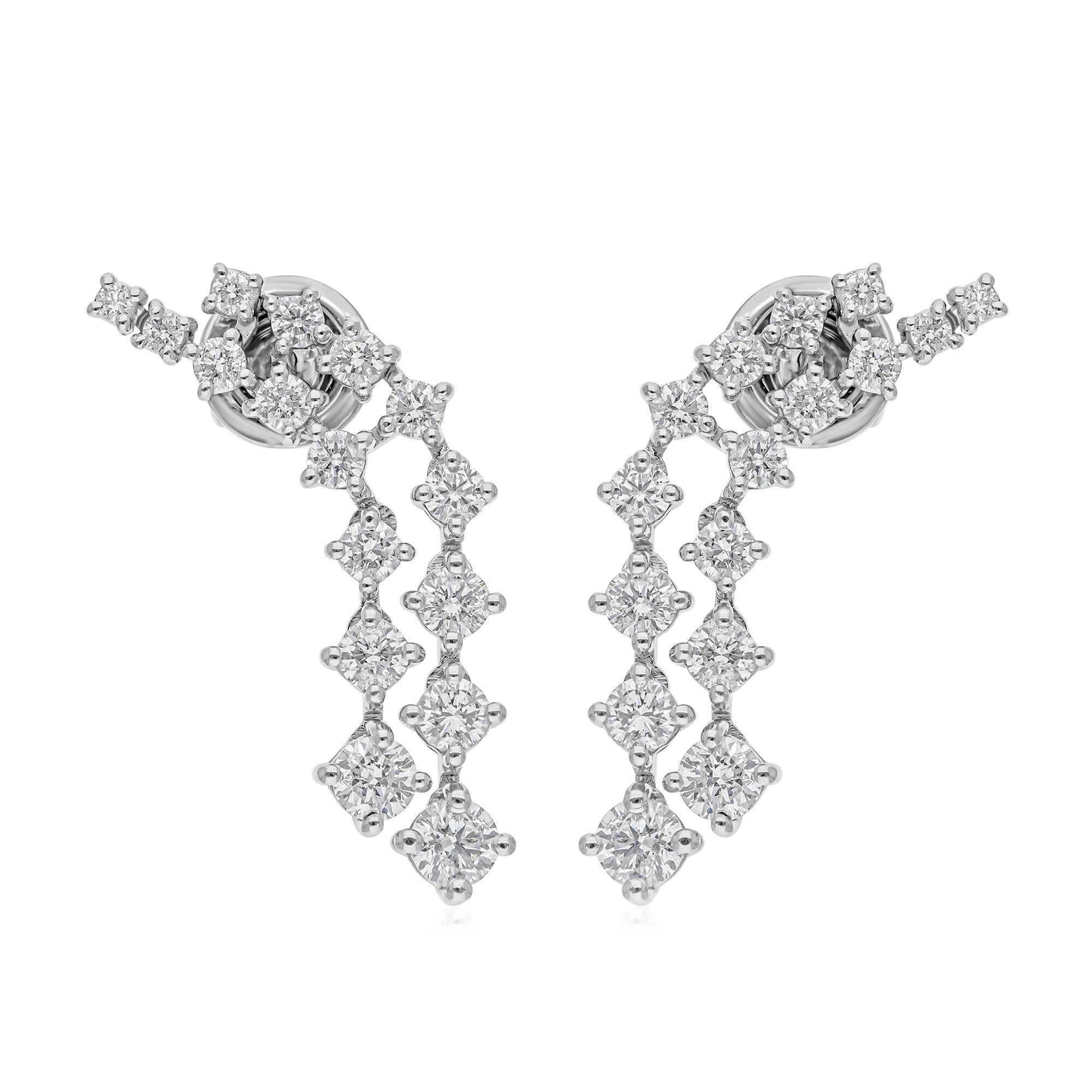 Orecchini a goccia doppi con diamanti naturali da 2,06 carati Regalo di nozze in oro bianco 14 carati In condizioni Nuovo in vendita a Diera, Dubai