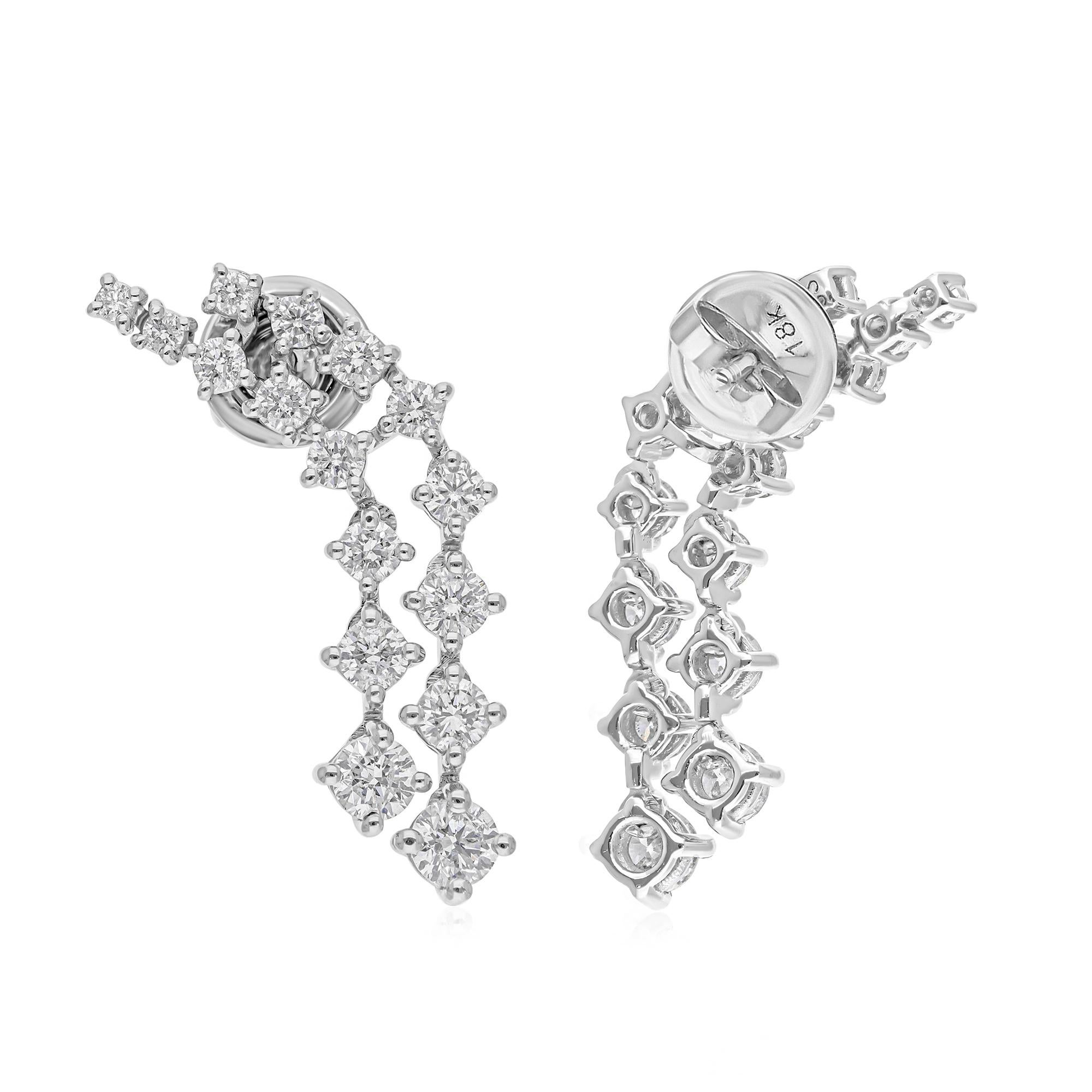 Orecchini a goccia con diamante naturale da 2,06 carati Regalo di nozze in oro bianco 18 carati in vendita 1