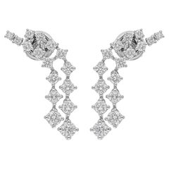 2.06Ct Natural Diamond Double Drop Earrings Wedding Gift 18 Karat White Gold