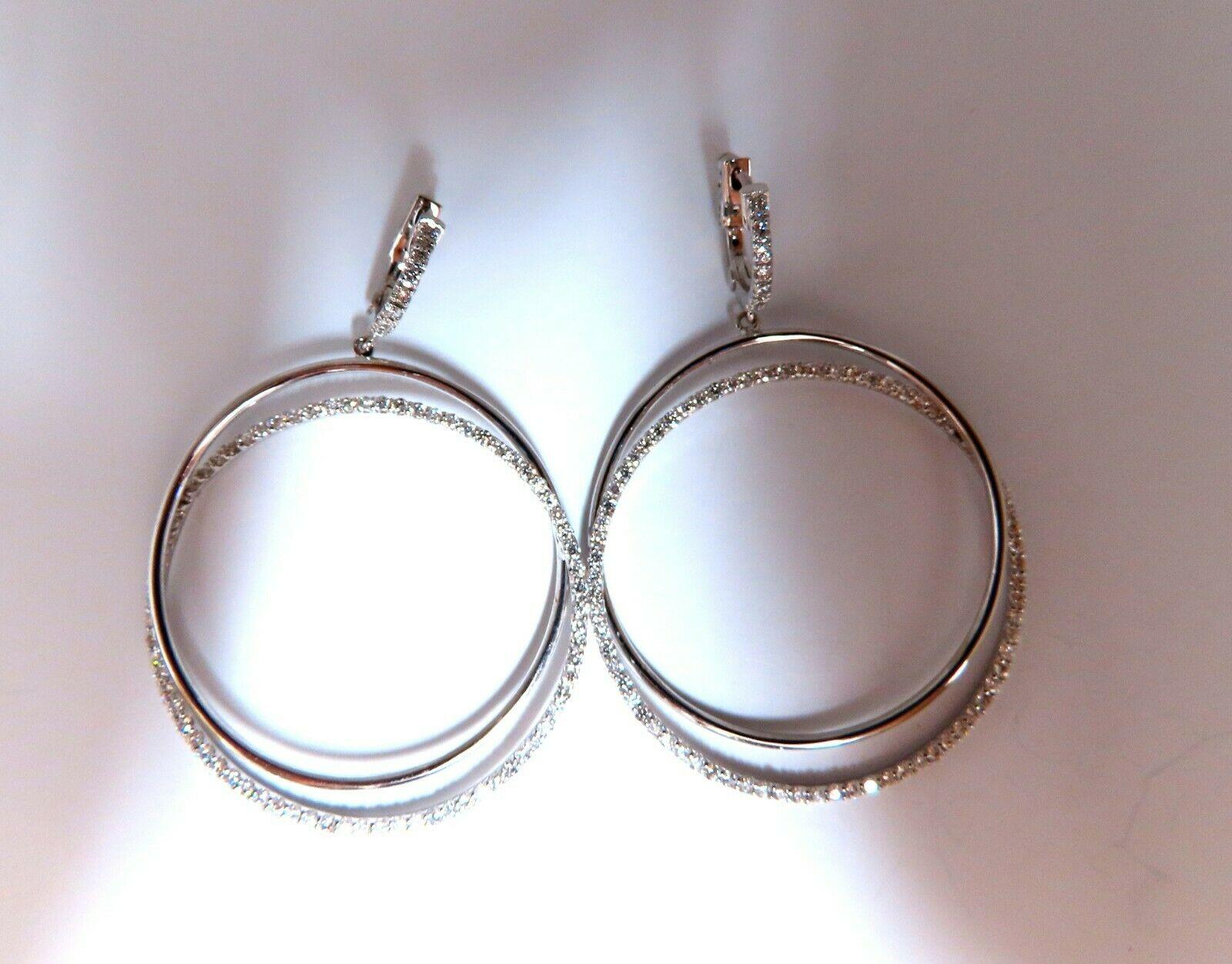 2.06 Carat Natural Diamonds Loop Rings Dangle Earrings 14 Karat Gold In New Condition For Sale In New York, NY