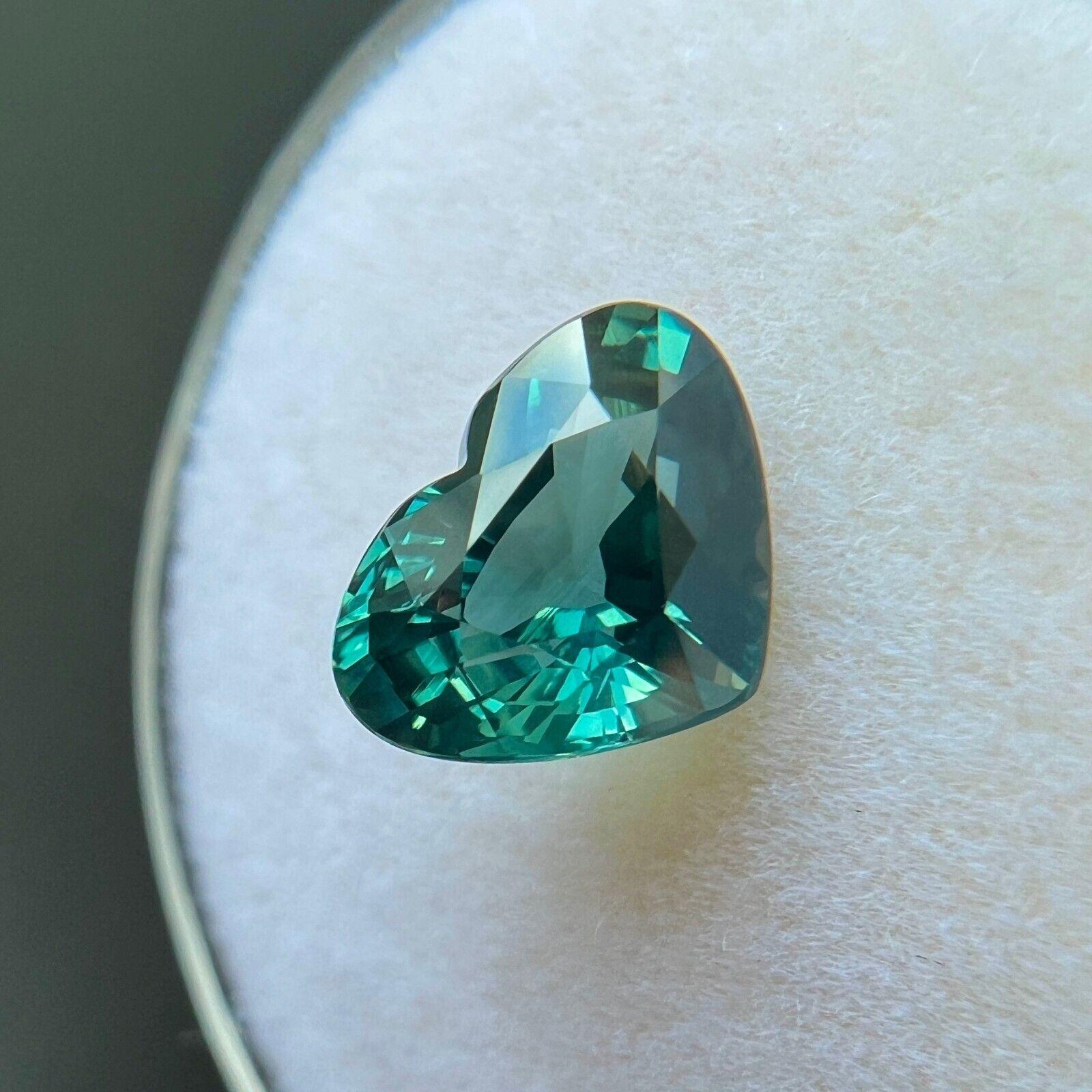 Femenino o masculino 2,06 ct Zafiro verde natural Gra Gema certificada no tratada talla corazón 8,6x6,5mm en venta