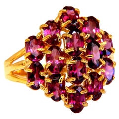2.06ct Natural Oval Garnets Cluster Ring 10kt Gold