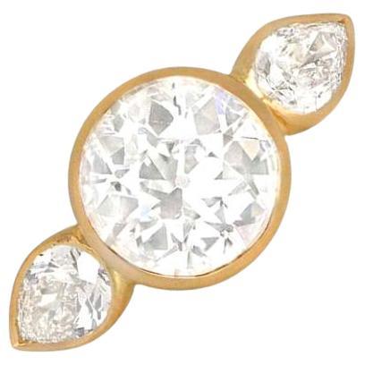 2.06 Carat Old Euro-Cut Diamond Engagement Ring, 18k Yellow Gold