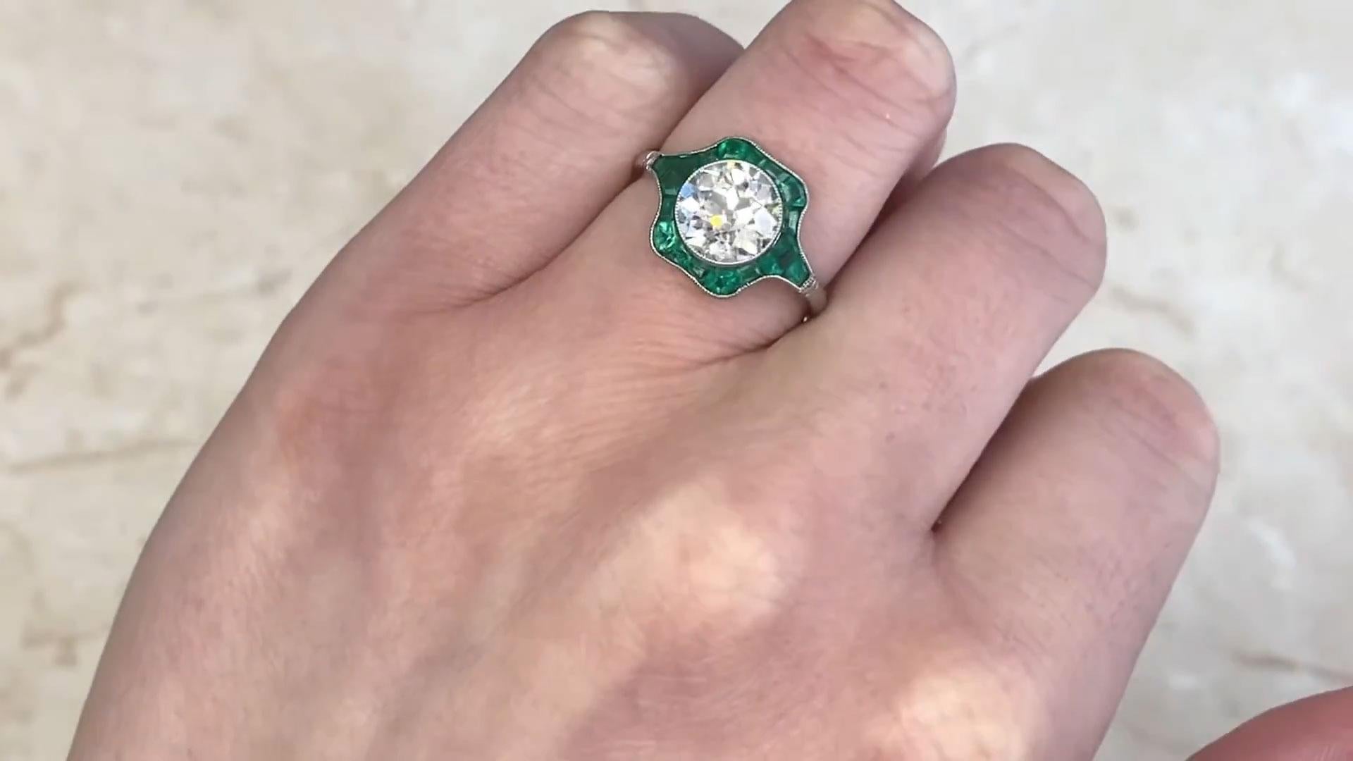 This exquisite ring centers a Approx. 2.00-Carats old European cut diamond, graded J color and VS1 clarity, offering a beautiful blend of vintage charm and exceptional brilliance. The diamond is elegantly bezel-set, a choice that both protects the