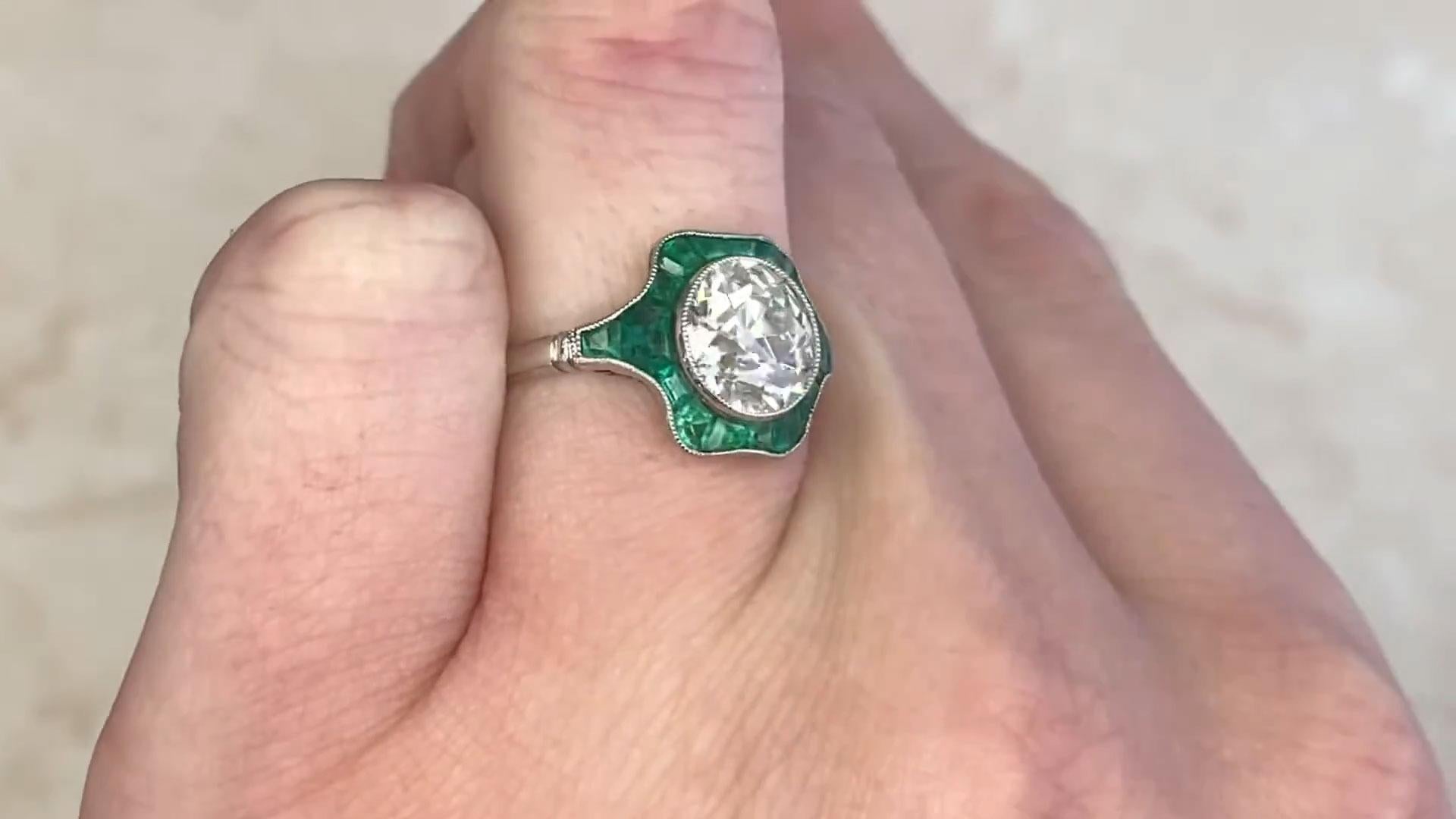 Old European Cut Diamond Engagement Ring (Approx. 2.00-Carats), Emerald Halo In Excellent Condition For Sale In New York, NY