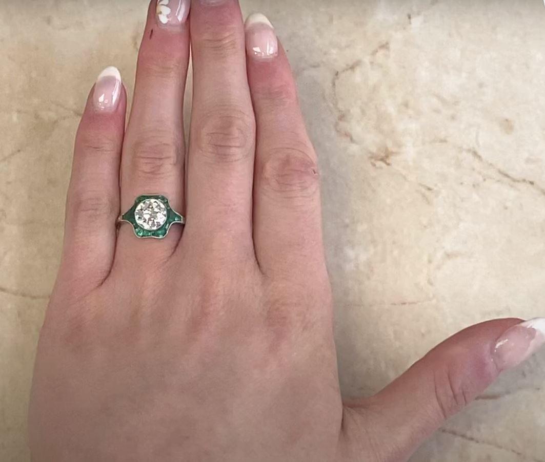 2.06ct Old Euro-Cut Diamond Engagement Ring, VS1 Clarity, Emerald Halo For Sale 3