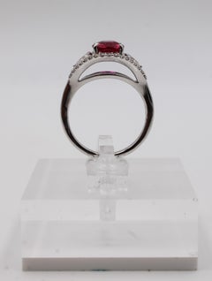 2.06ct Unheated Mozambique Ruby and Diamond Ring in 18k White Gold, GRS Certifie
