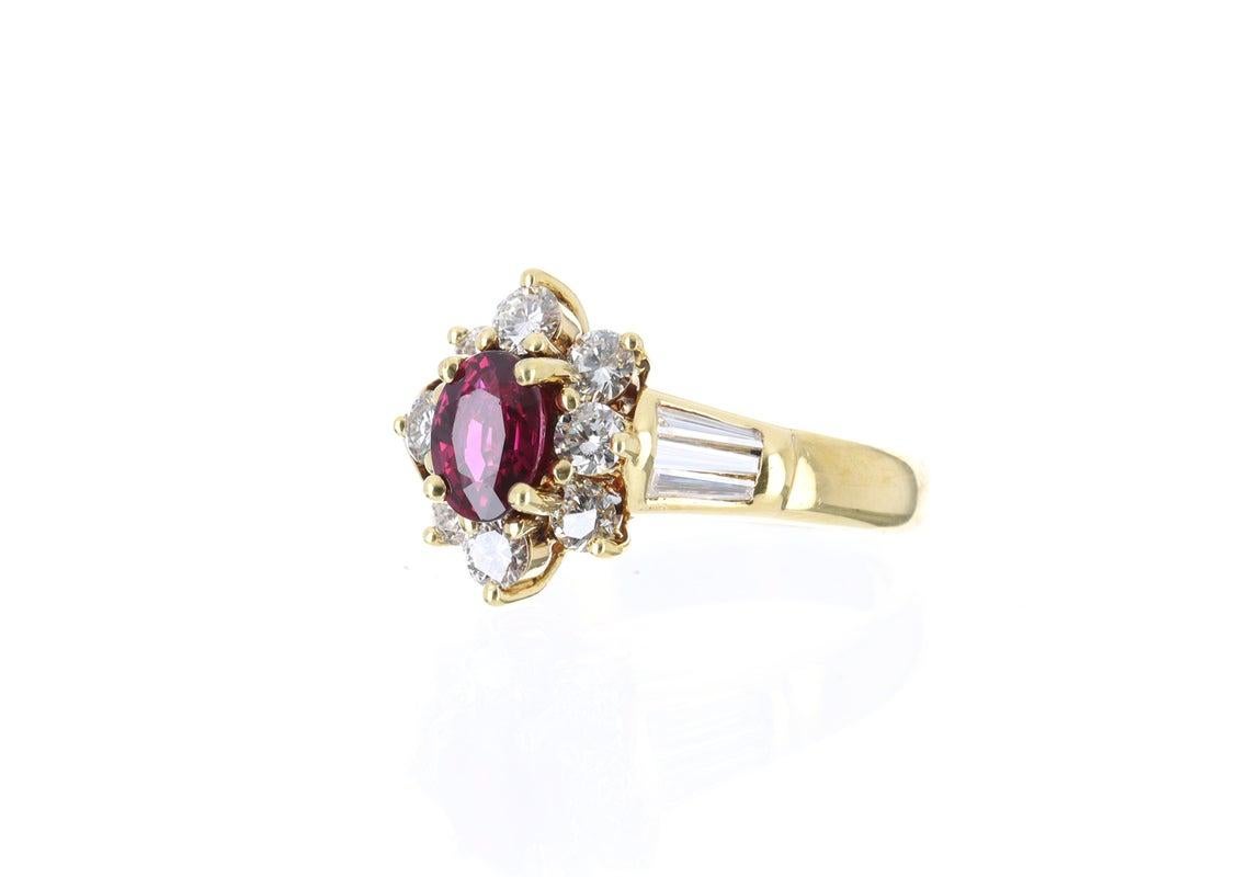 Oval Cut 2.06tcw 18K AAA+ Natural Ruby & Diamond Cocktail Ring For Sale