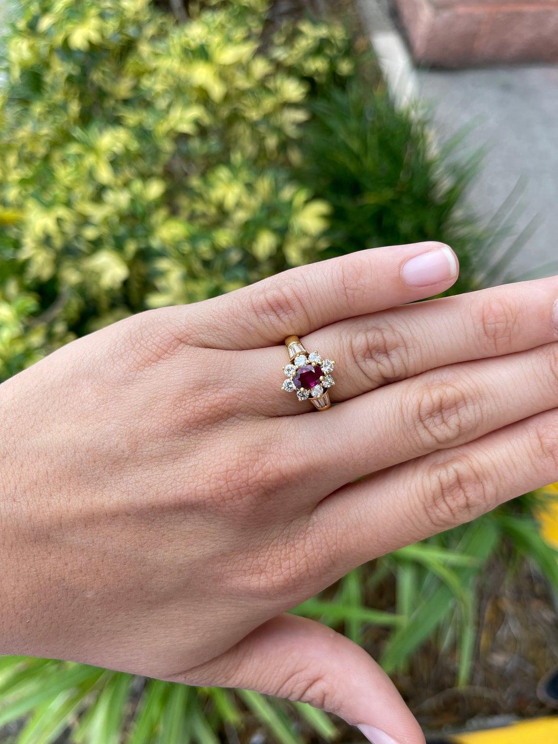 2.06tcw 18K AAA+ Natural Ruby & Diamond Cocktail Ring In New Condition For Sale In Jupiter, FL