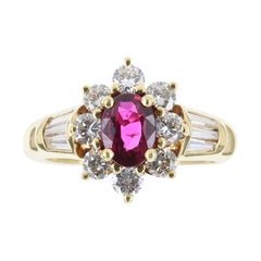 Anello da cocktail con rubino naturale e diamante da 2,06tcw 18K AAA+