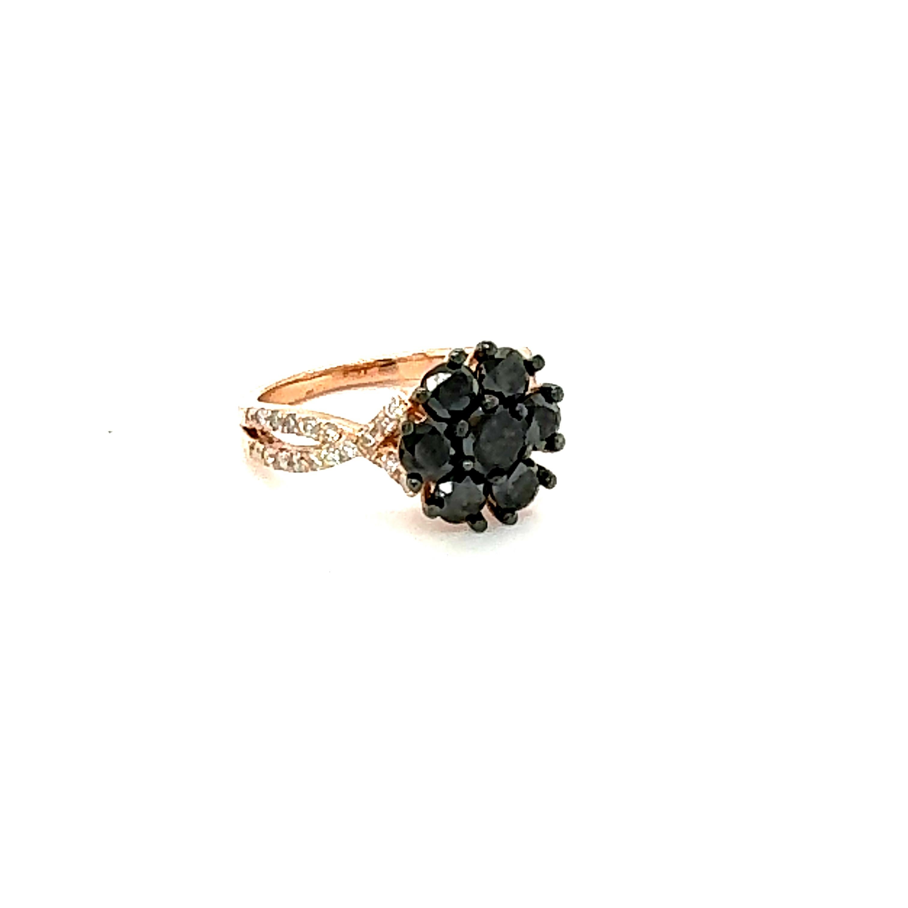 2,07 Karat Schwarzer Diamant Rose Gold Verlobungsring (Zeitgenössisch) im Angebot