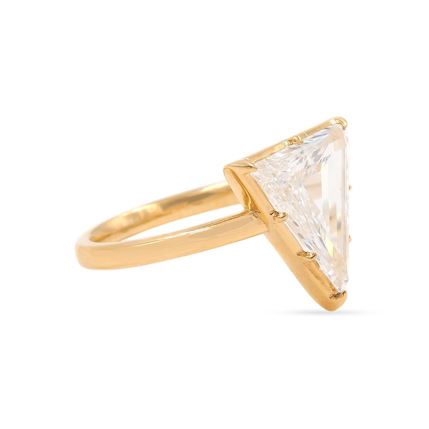 Vintage-Inspired 2.07 Carat Triangular Step Cut Diamond Engagement Ring from Bespoke by Platt Collection. Composed of 18k recycled yellow gold. Featuring a vintage Triangular Step Cut diamond that is GIA certified F color/VS1 clarity. With a multi