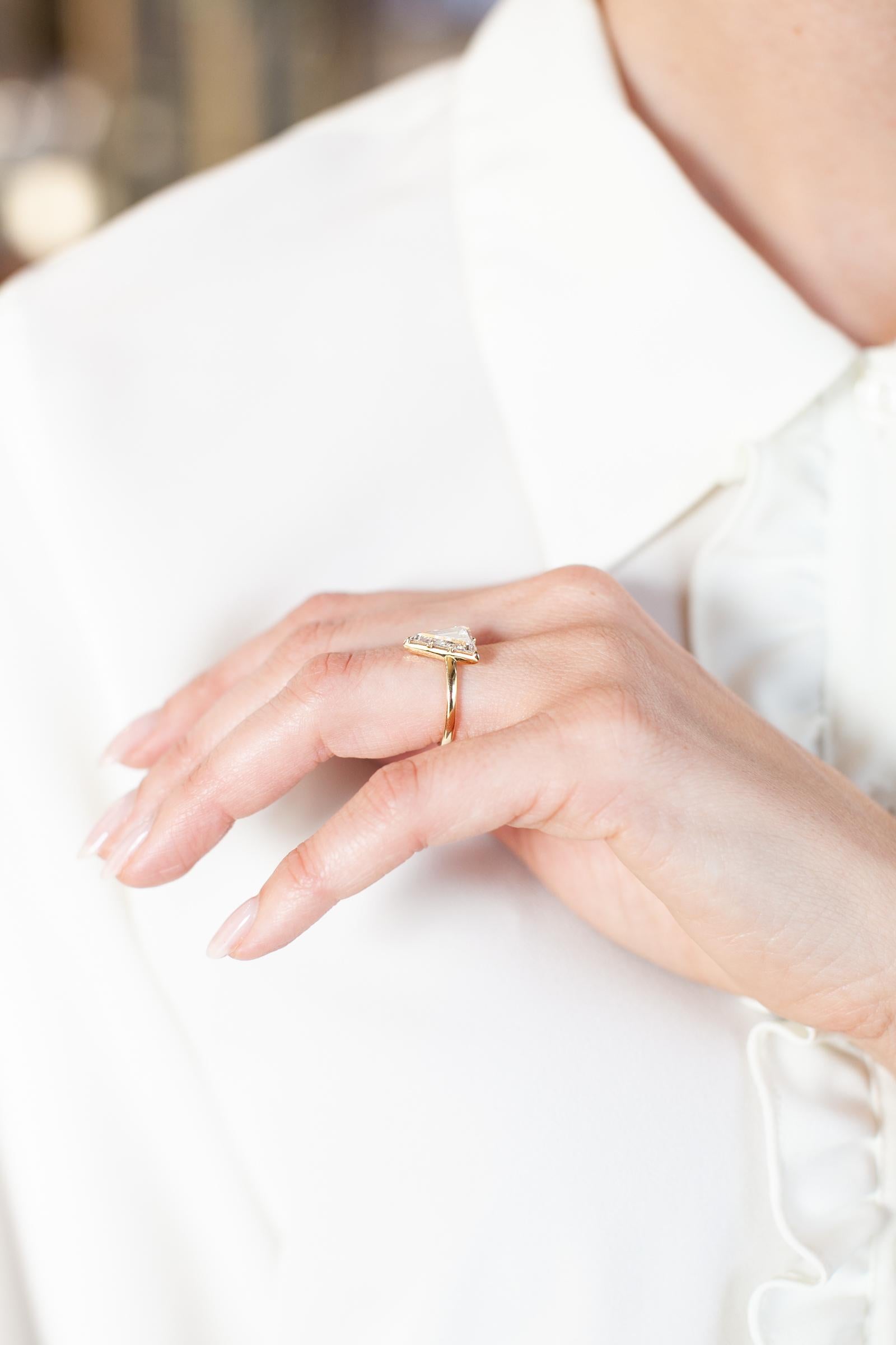 Contemporary 2.07 Carat GIA Triangular Step Cut Diamond Engagement Ring from Bespoke by Platt